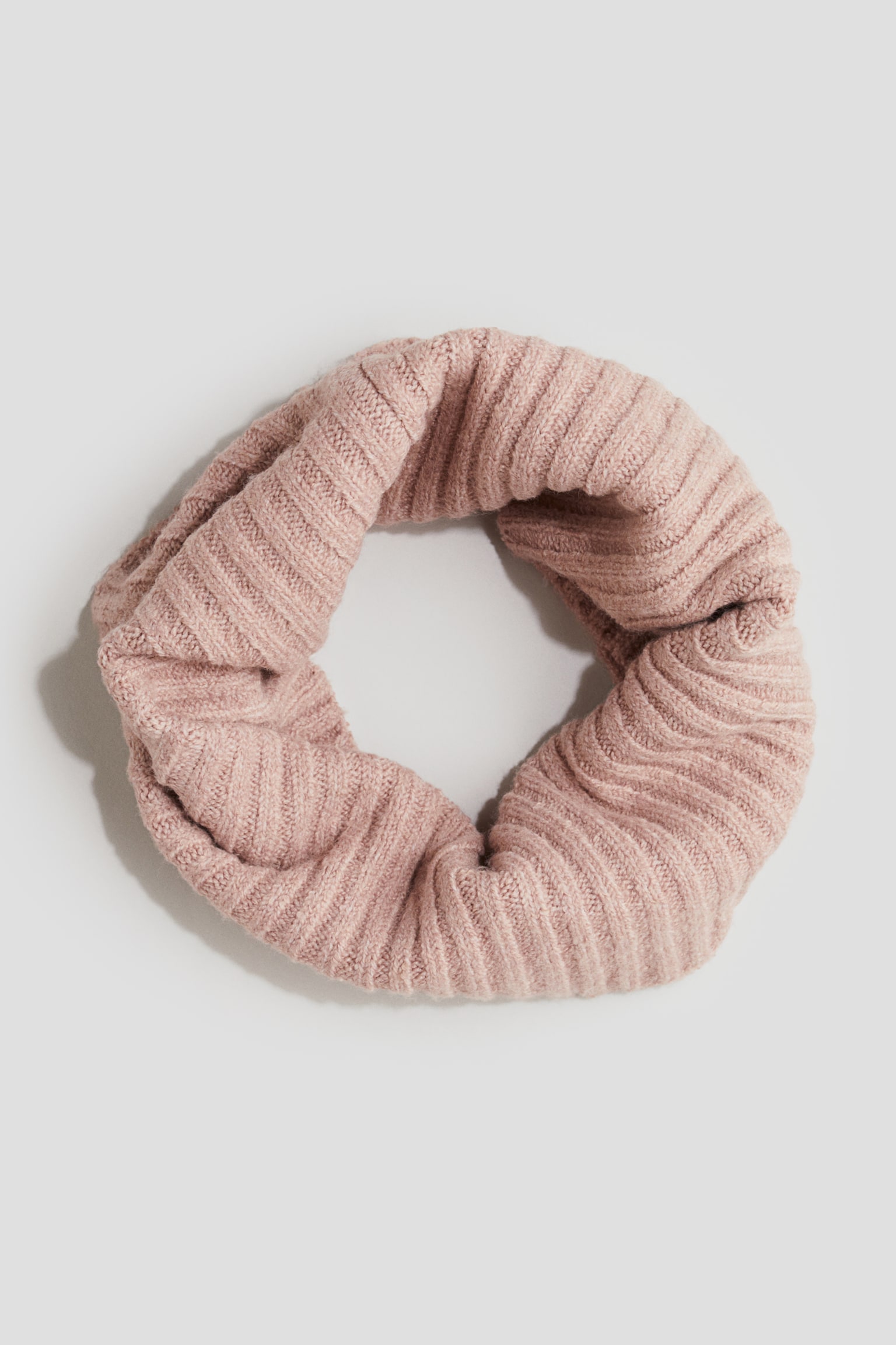 Rib-knit tube scarf - Light dusty pink/Cream - 1