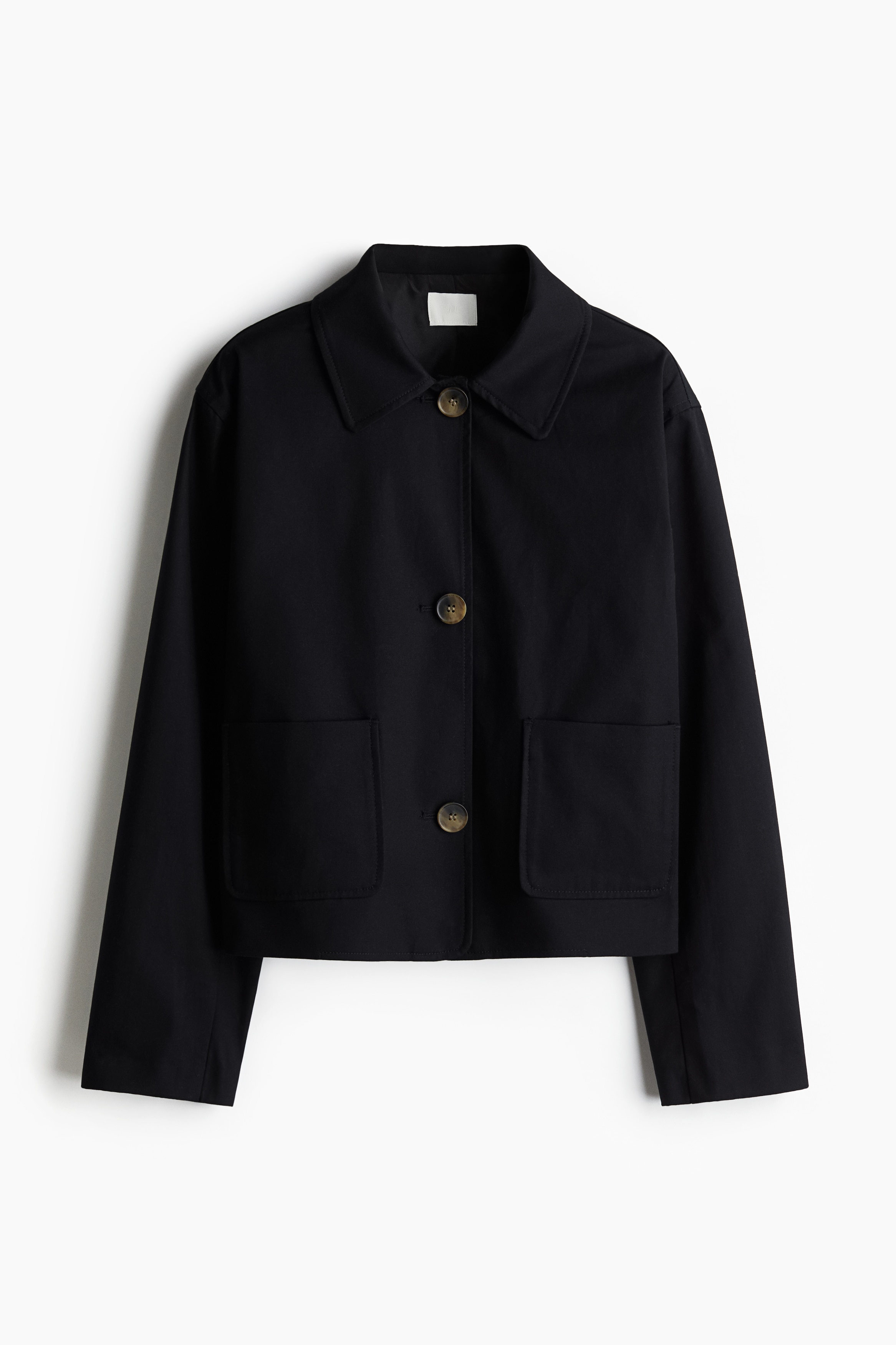 Collared twill jacket - Navy blue/Beige