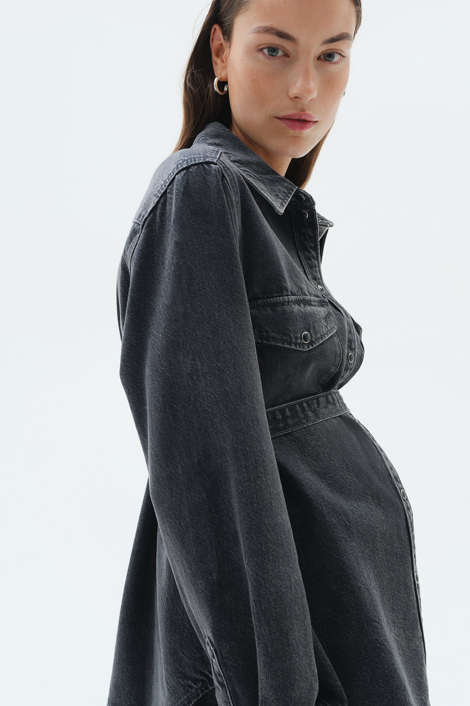 MAMA Tie-belt denim shirt - Dark denim grey/Denim blue - 4