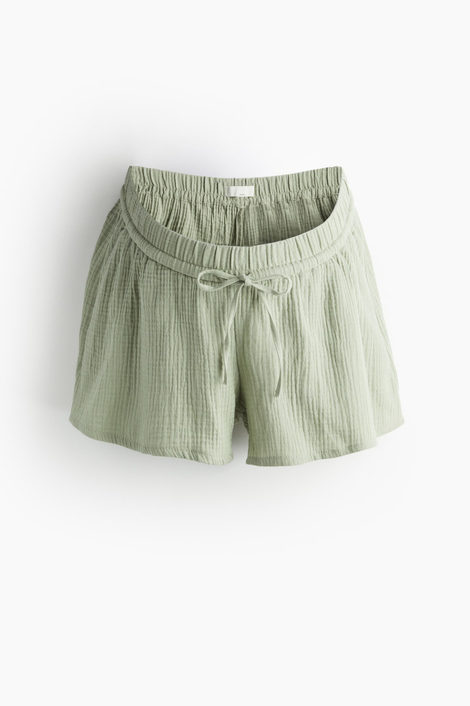 MAMA Before & After Cotton Muslin Shorts - Light khaki green/White - 2