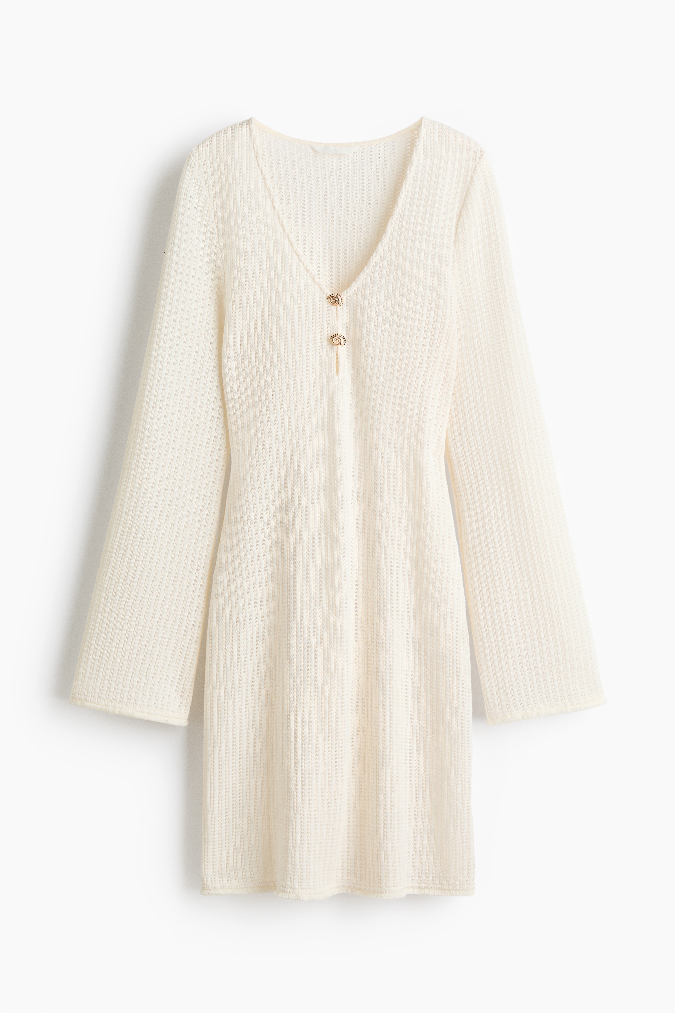 Pointelle-knit dress - White