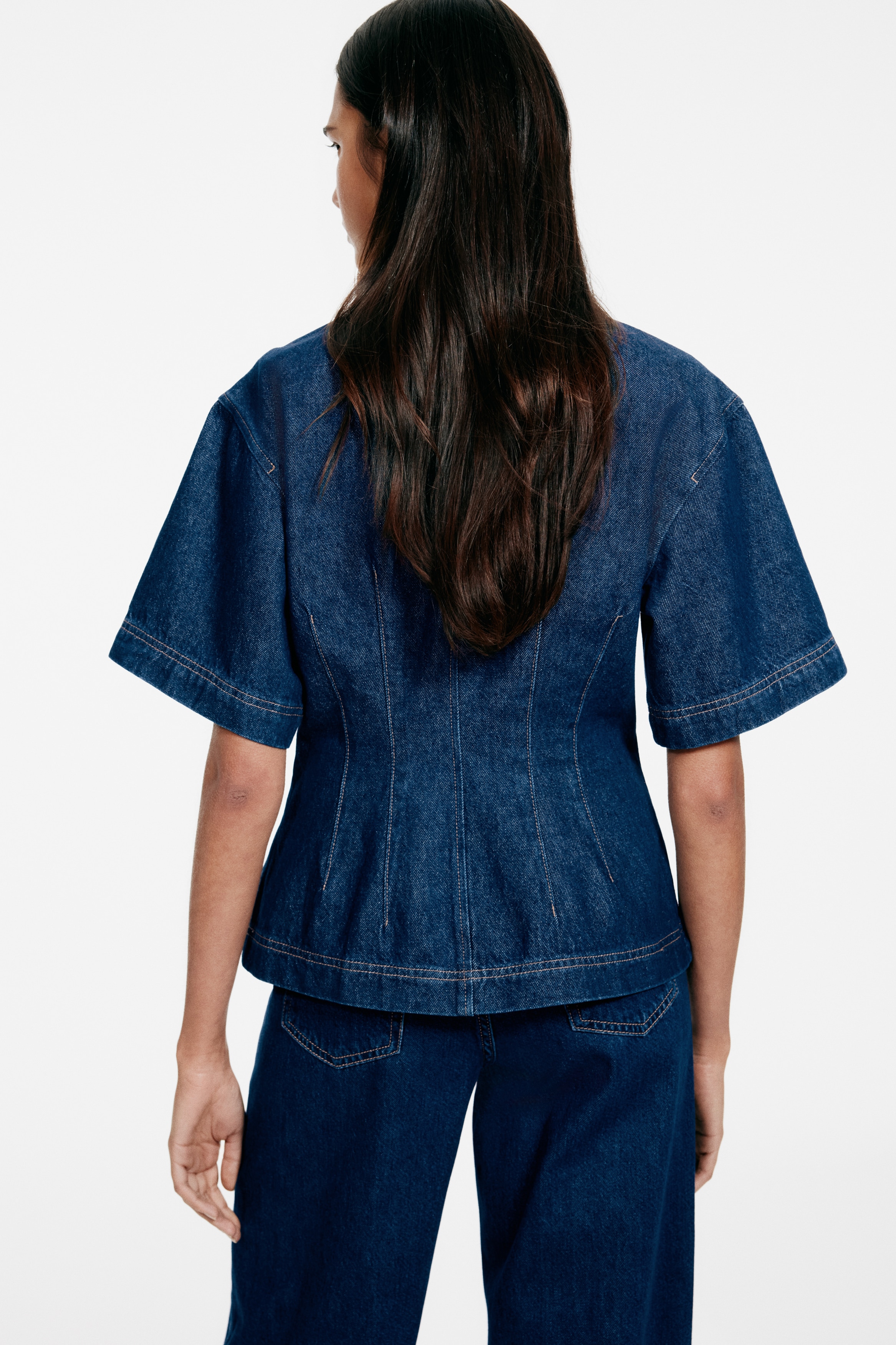 Waisted denim shirt