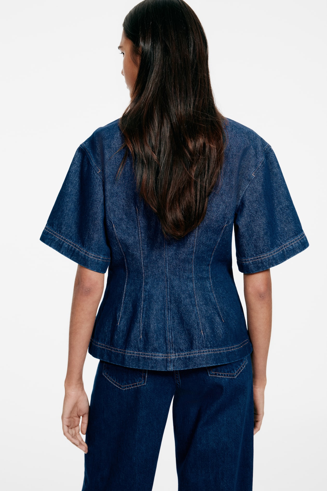 Defined-Waist Denim Shirt - image 4