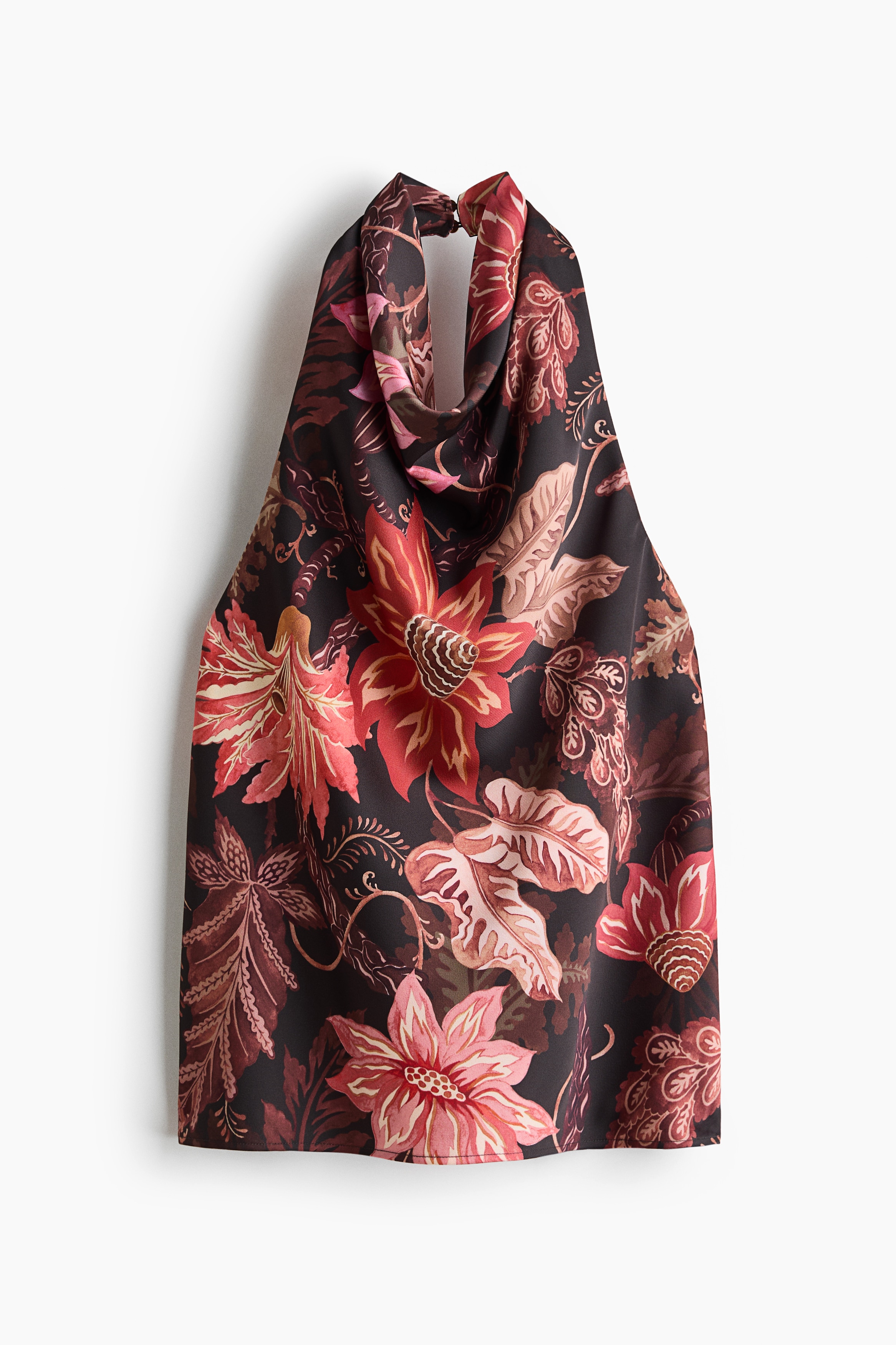 Cowl-Neck Halterneck Top - Black/floral/Cream/Navy blue