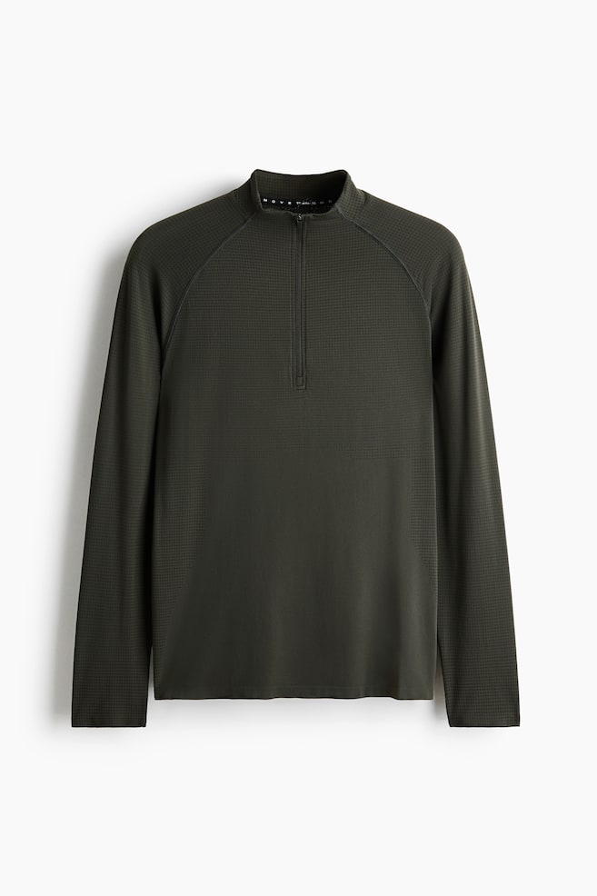 Muscle Fit Zip top sports top with DryMove™ - Dark olive/Black/Dark blue - 1