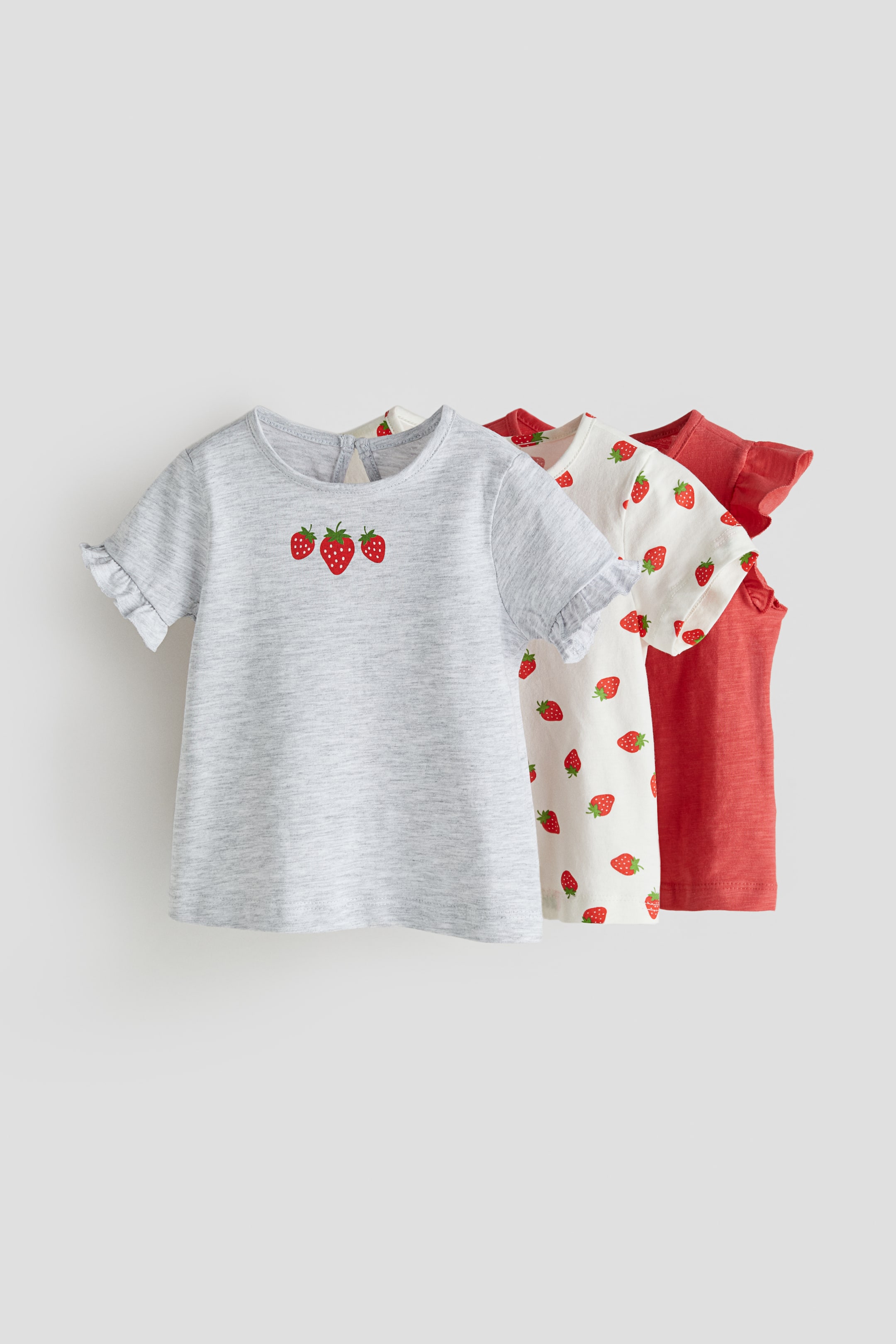 Xem ảnh lớn hơn: Bộ 3 áo cotton jersey - Màu đỏ/Dâu tây - Kids | H&M VN 1