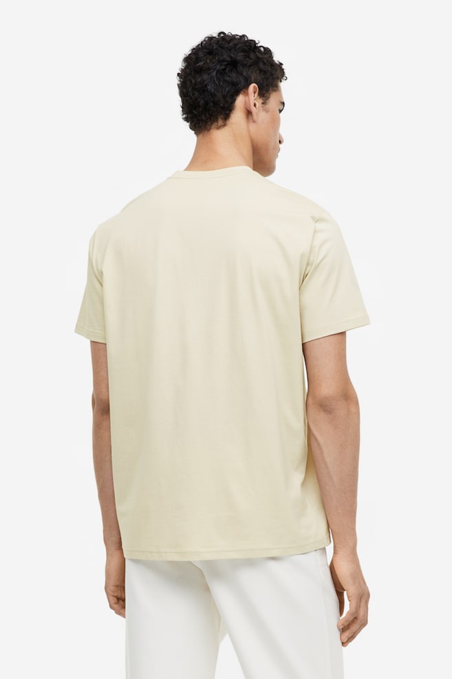 T-shirt i pimabomuld Regular Fit - Lys beige/Hvid/Sart gul/Mørkegrøn/dc - 5