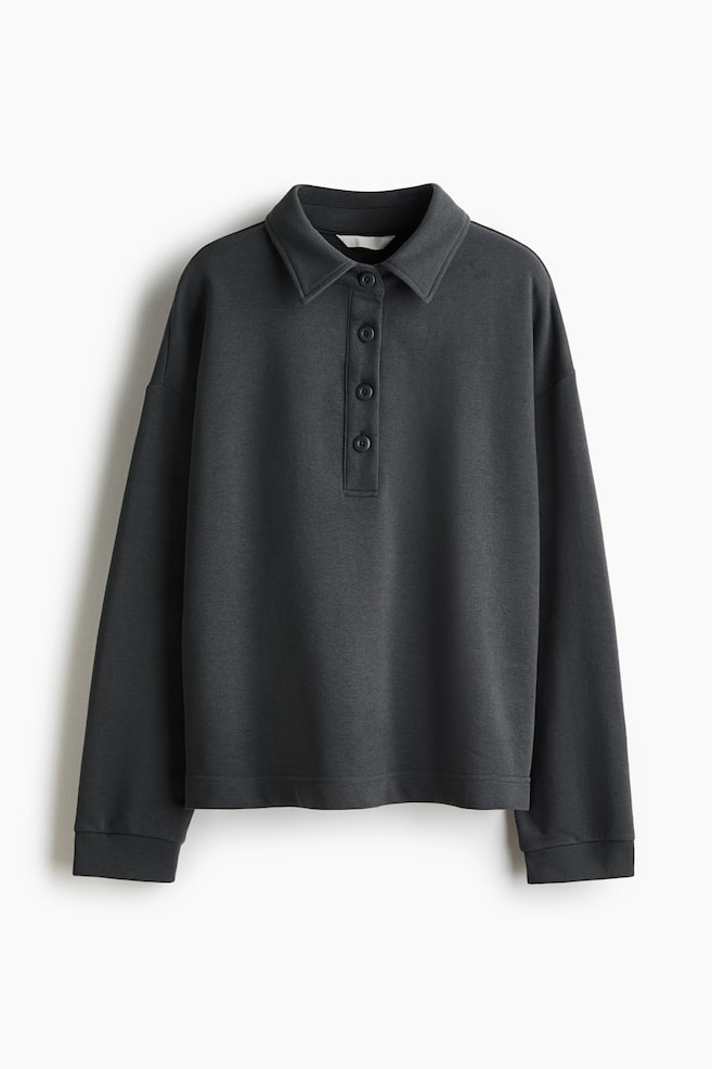 Sweatshirt mit Kragen - Dunkelgrau/Hellgraumeliert/Dunkelbraun/Dunkles Mattrosa - 1