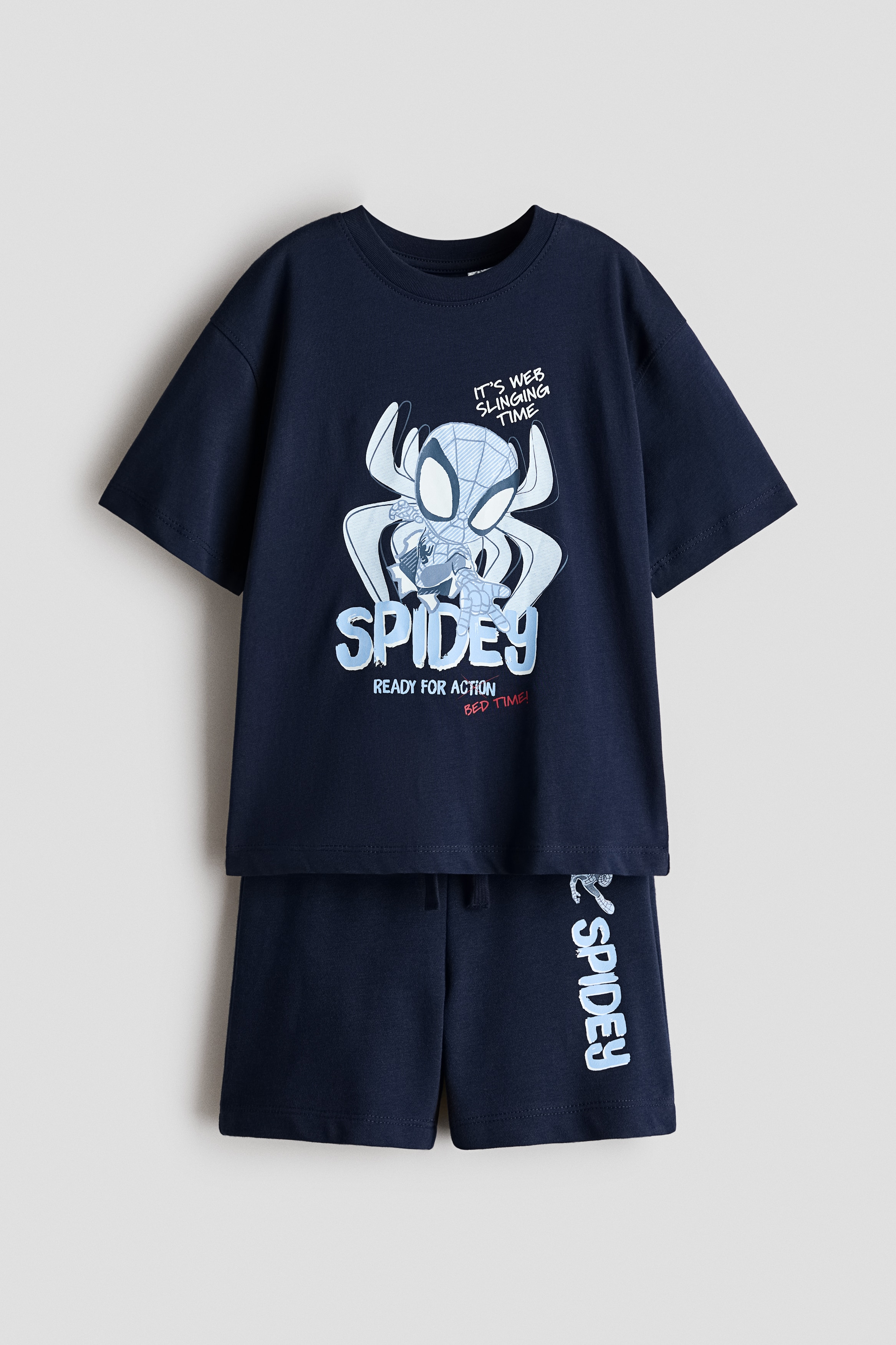 2-piece printed set - Navy blue/Spider-Man/Light grey marl/Cars