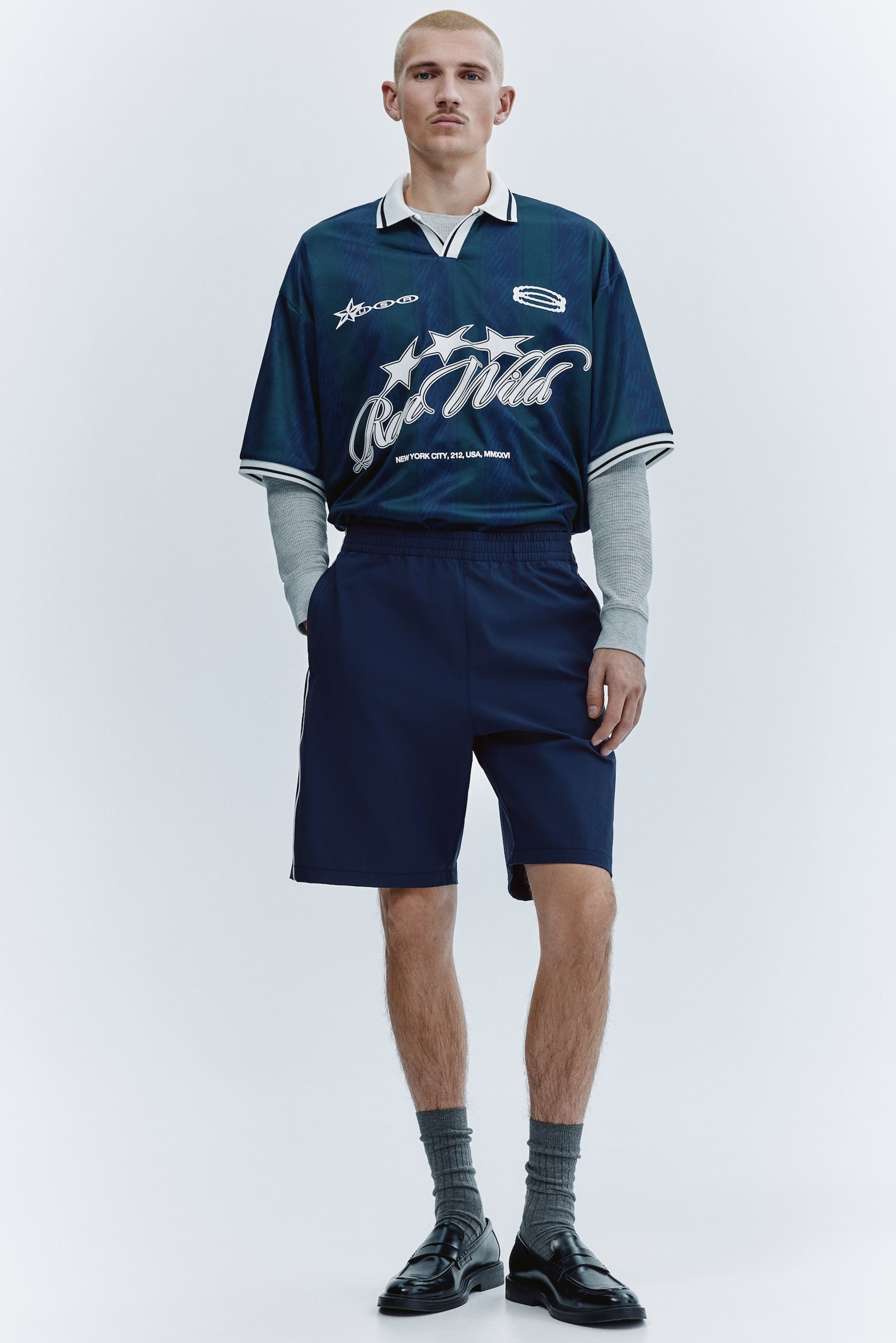 Shorts a la rodilla - Azul oscuro/Negro - 3