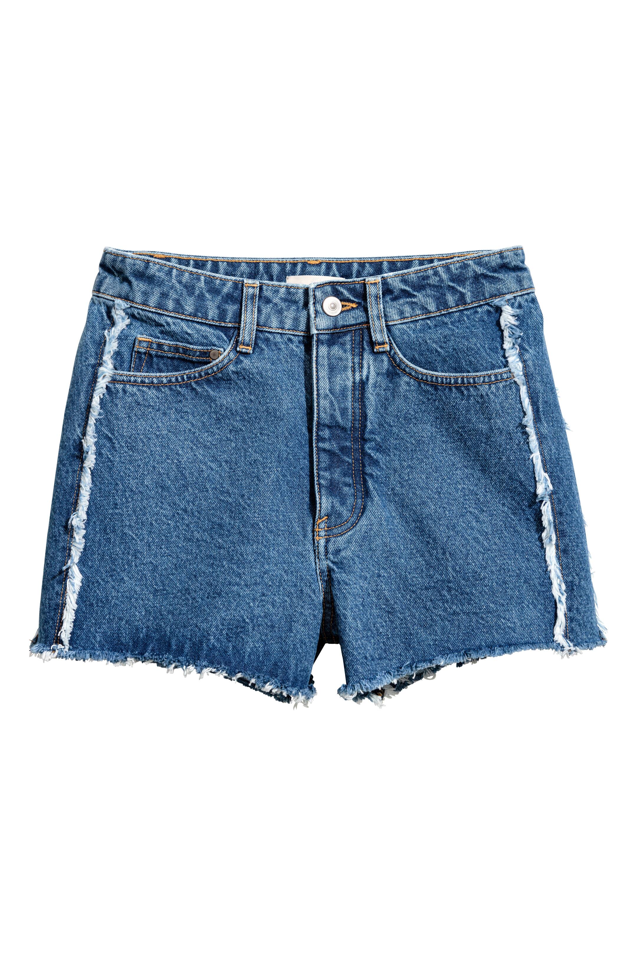 Grotere afbeelding bekijken: Denim short met rafels - Denimblauw - DAMES | H&M NL 1