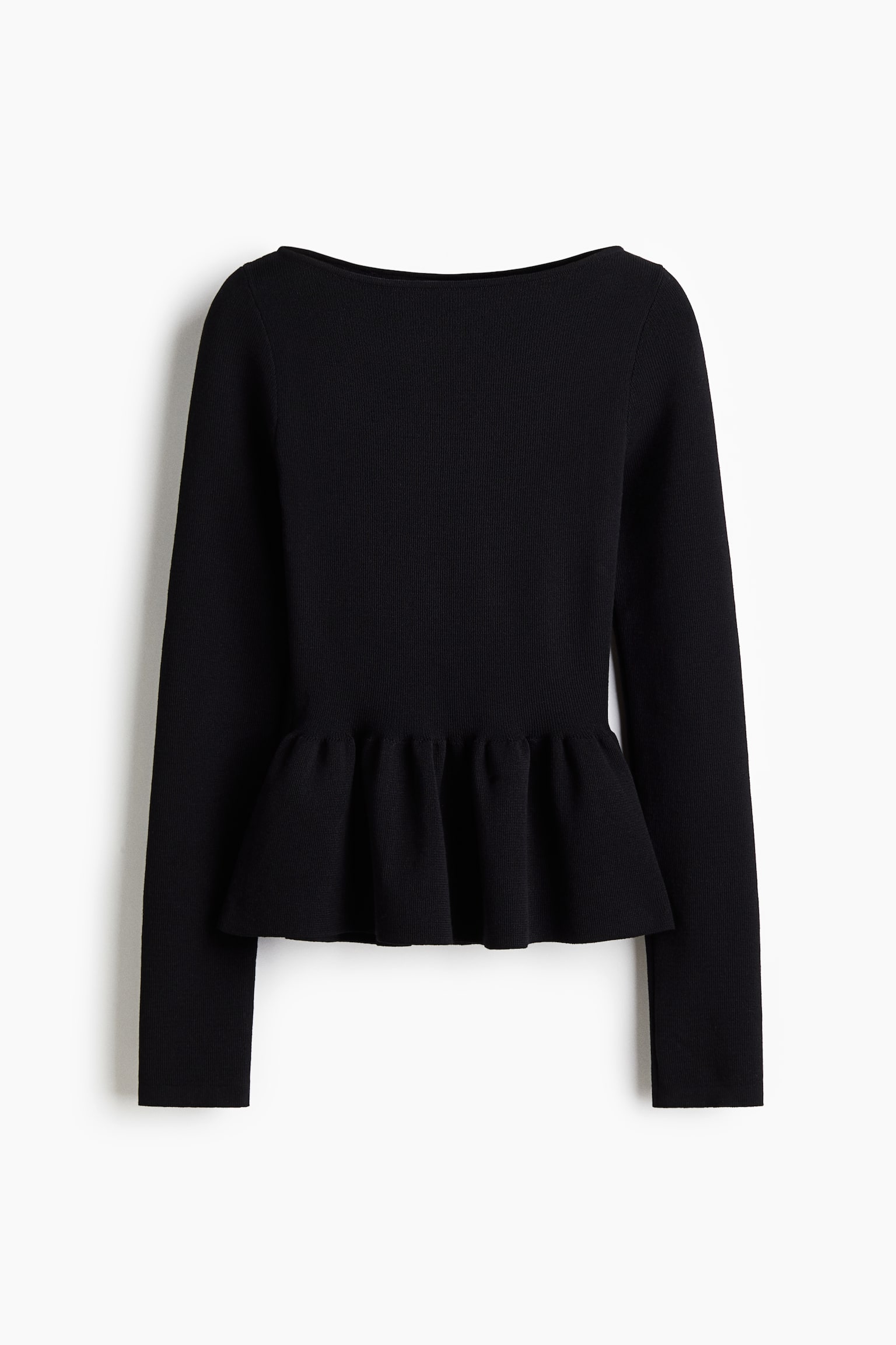 Top in maglia con peplum - Nero/Crema/Azzurro/Rosso prugna - 1