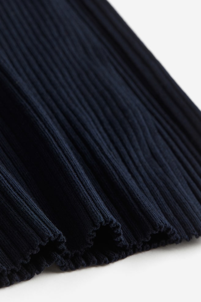 Rib-knit turtleneck dress - Navy blue/White - 5