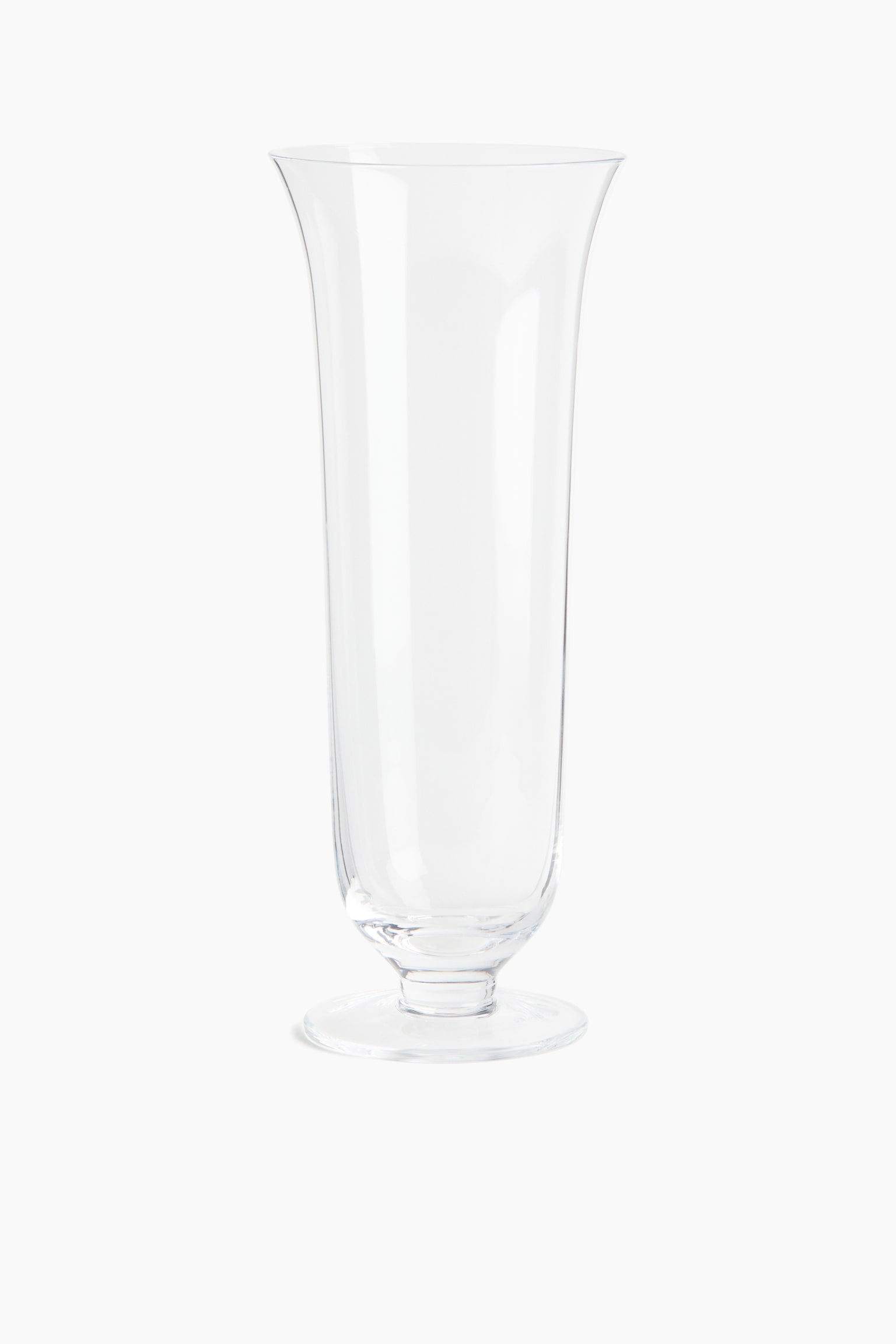 Tall Footed Glass Vase - Transparent/Amber-colored
