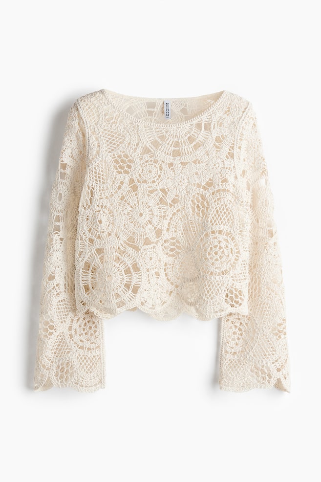 Top effetto uncinetto - Crema - 1