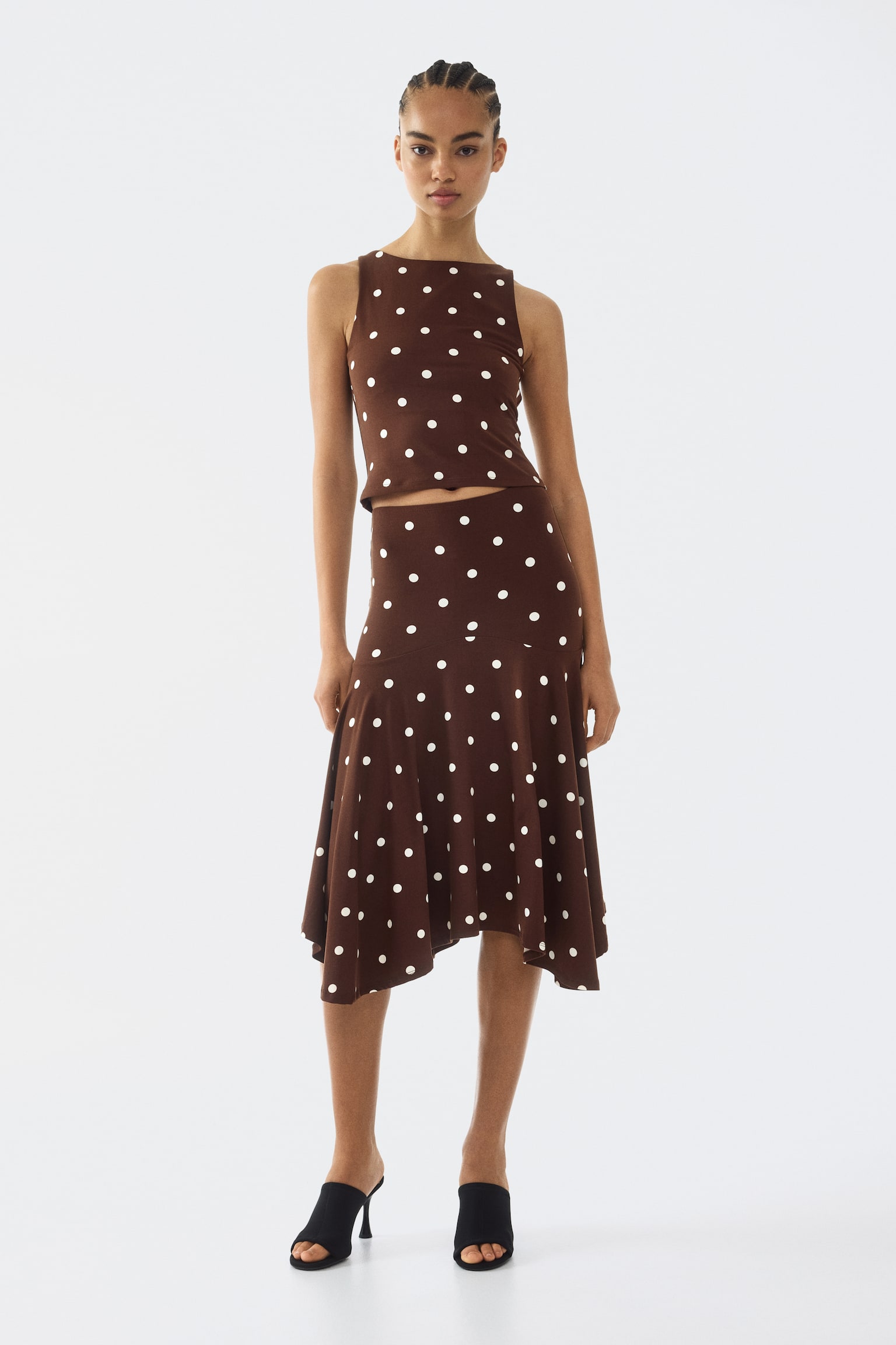 Boat-neck vest top - Brown/Spotted/Cream/Spotted - 4