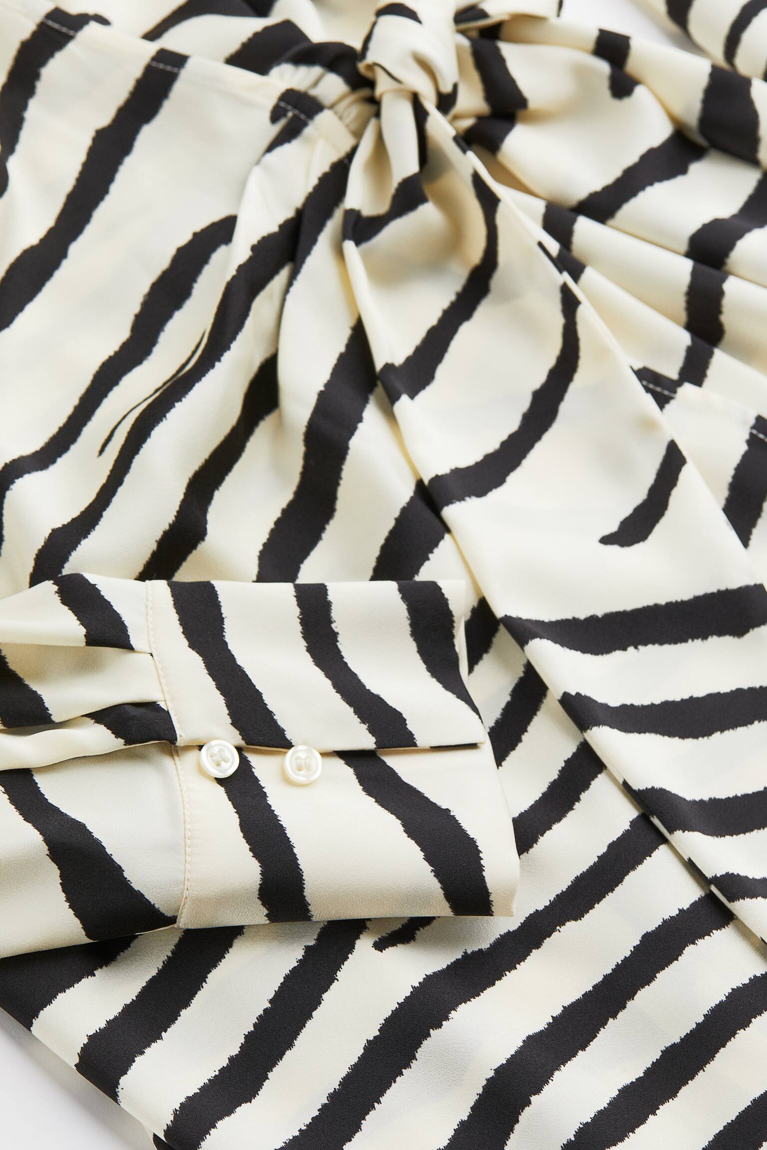 Satin Wrap Shirt Dress - Cream/Zebra print/Black/Zebra print/Black/Pink/Bright green - 3