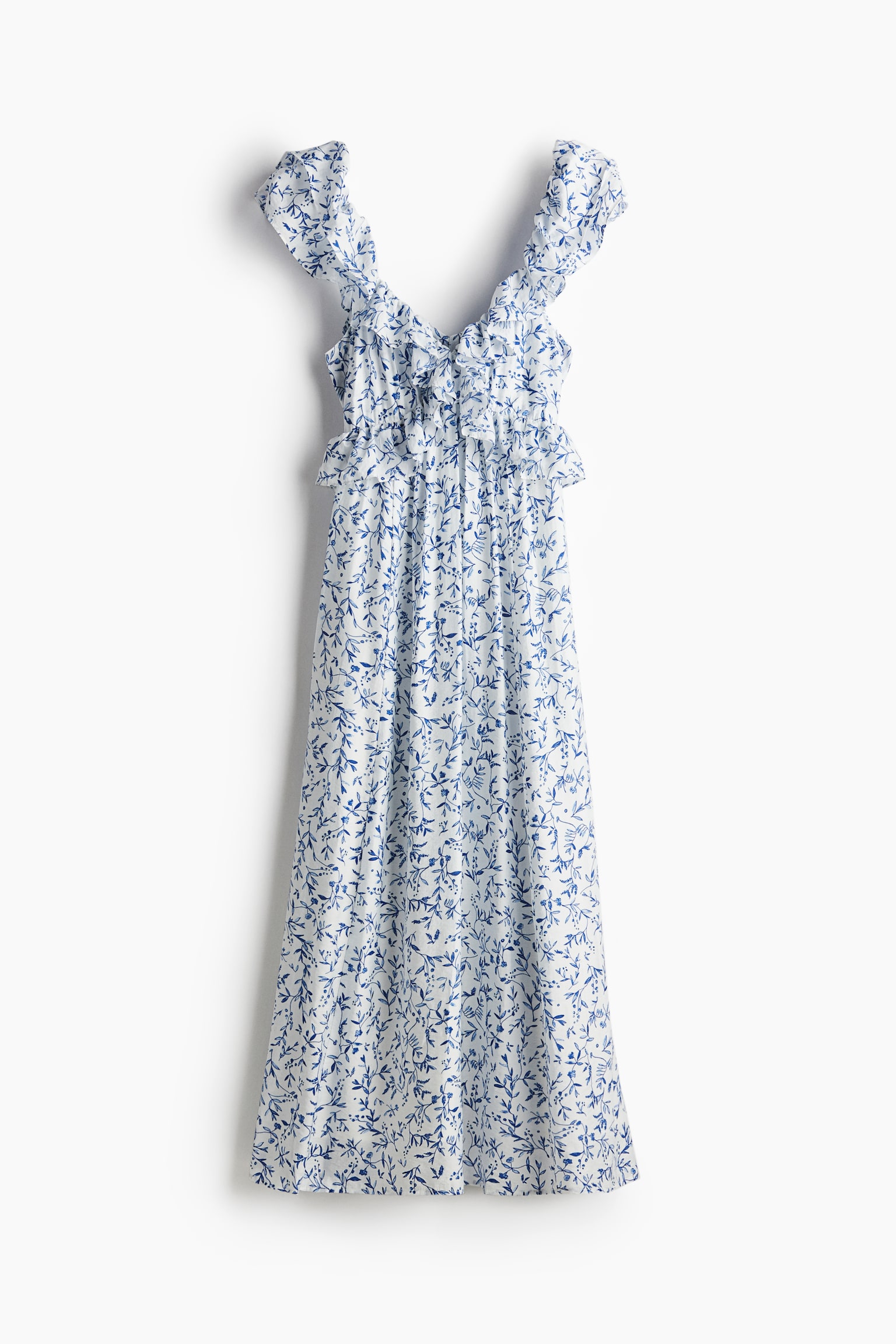 Frill-trimmed midi dress - White/Blue floral/White/Floral/White/Floral - 2