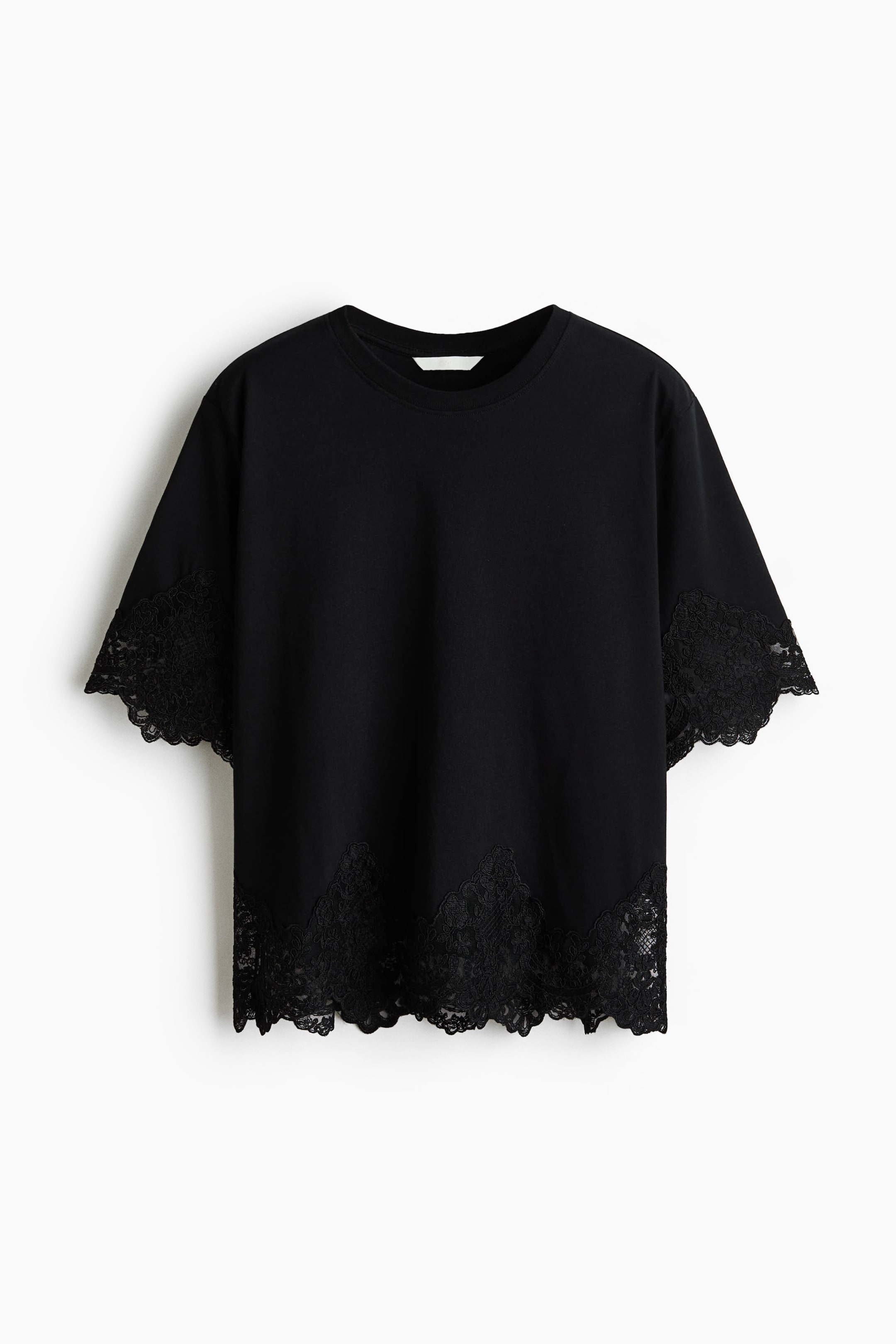Lace-Trimmed Cotton T-Shirt