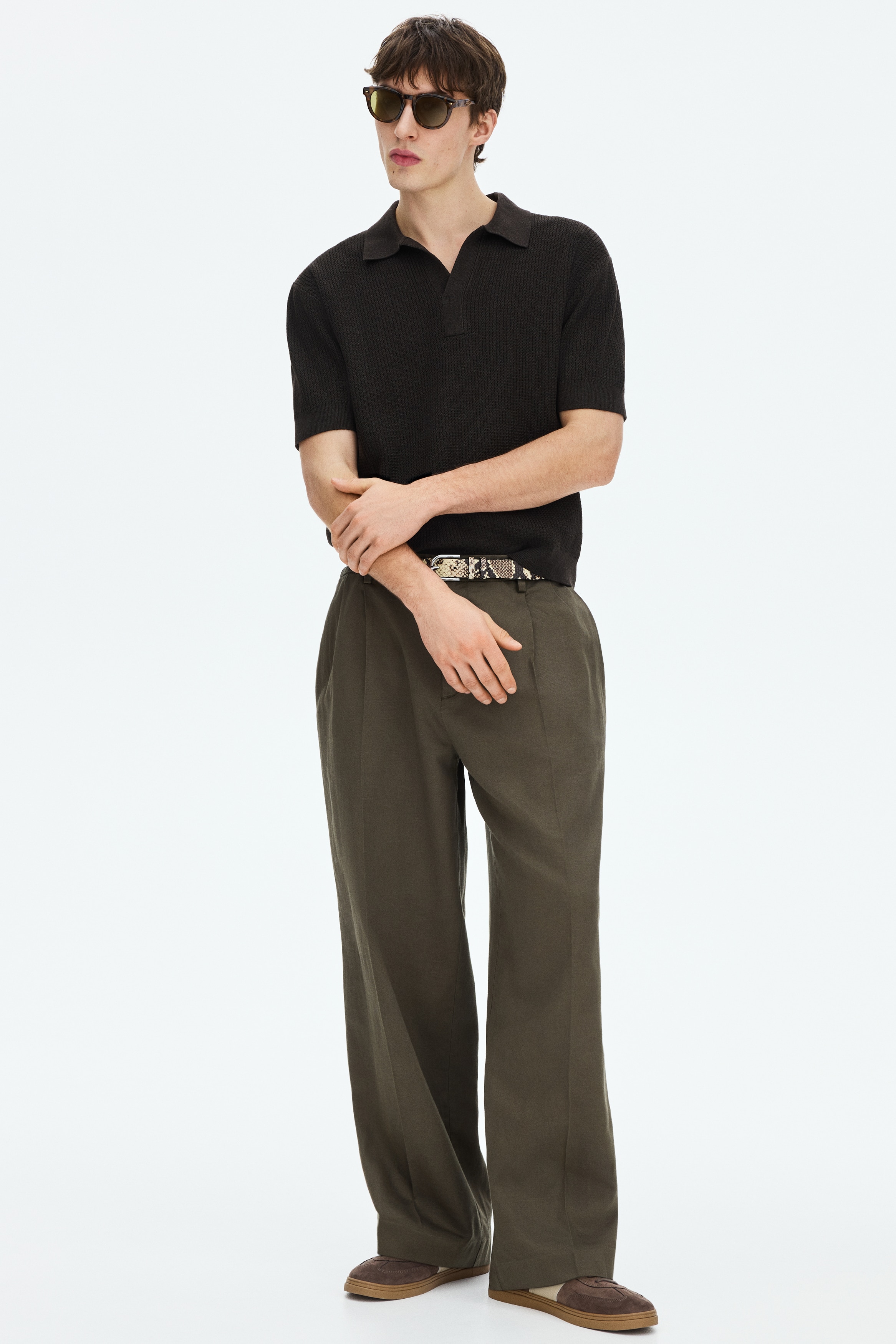 Regular Fit Cable-knit polo shirt