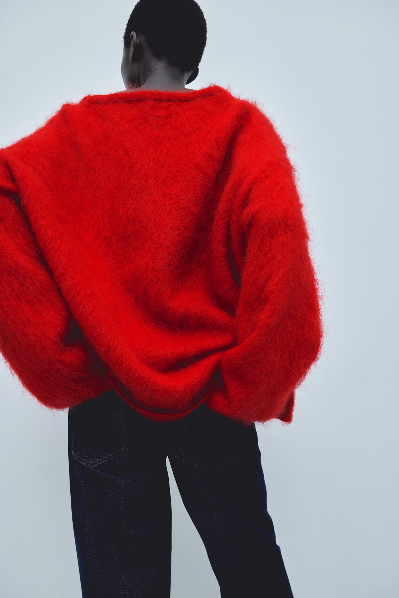 Oversized mohair-blend jumper - Bright red/Navy blue/Dark beige/White - 7