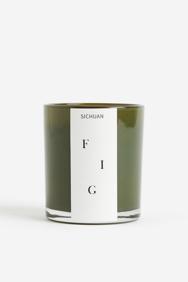 Scented candle in a glass holder - Dark green/Sichuan Fig/Beige/Darjeeling Cotton/Dark beige/Smoky Wood - 1