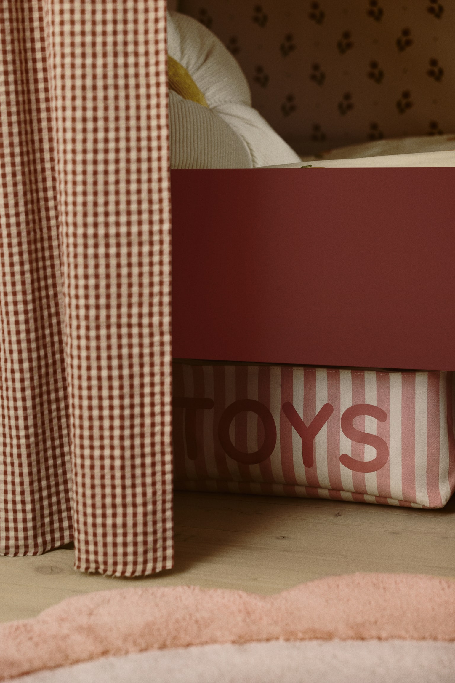 Cesta con tapa para guardar juguetes - Rosa claro/Rayas/Beige claro/Gris oscuro - 2