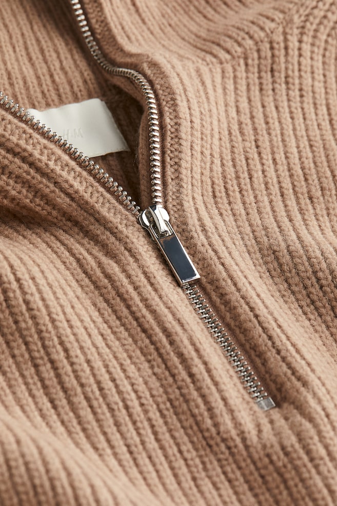 Zip-top rib-knit jumper - Beige/Cream/Striped - 5