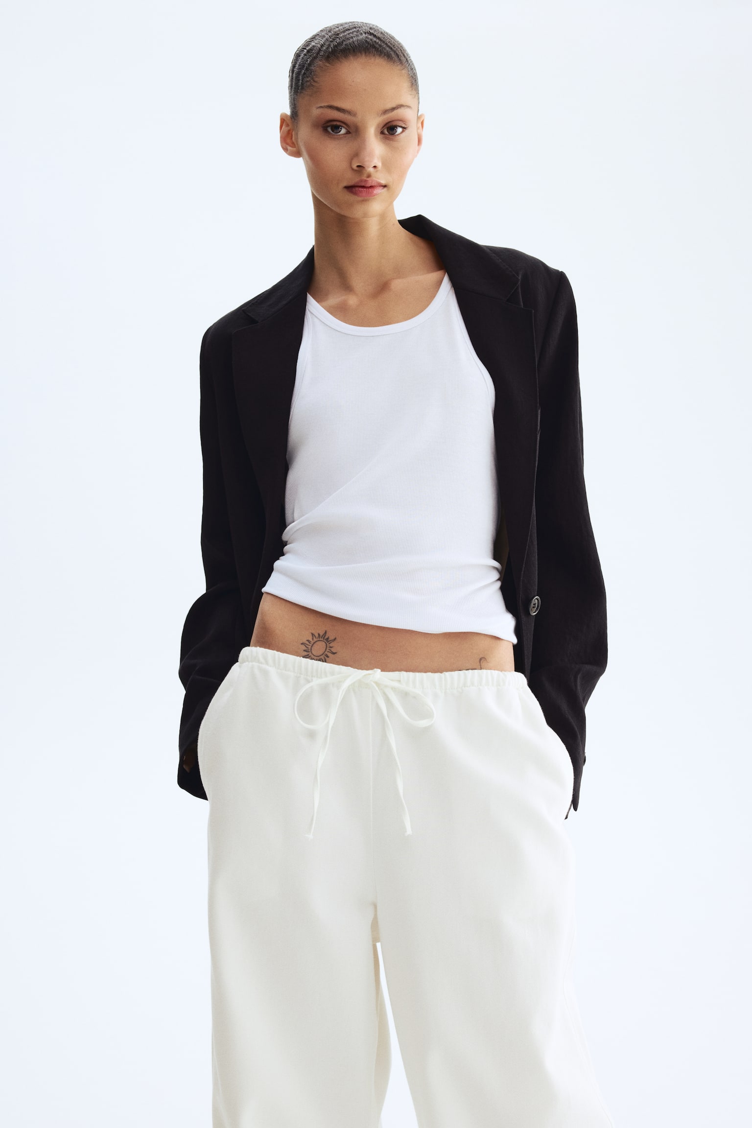 Denim drawstring trousers - White/Denim blue/Dark denim blue/Light denim blue - 4