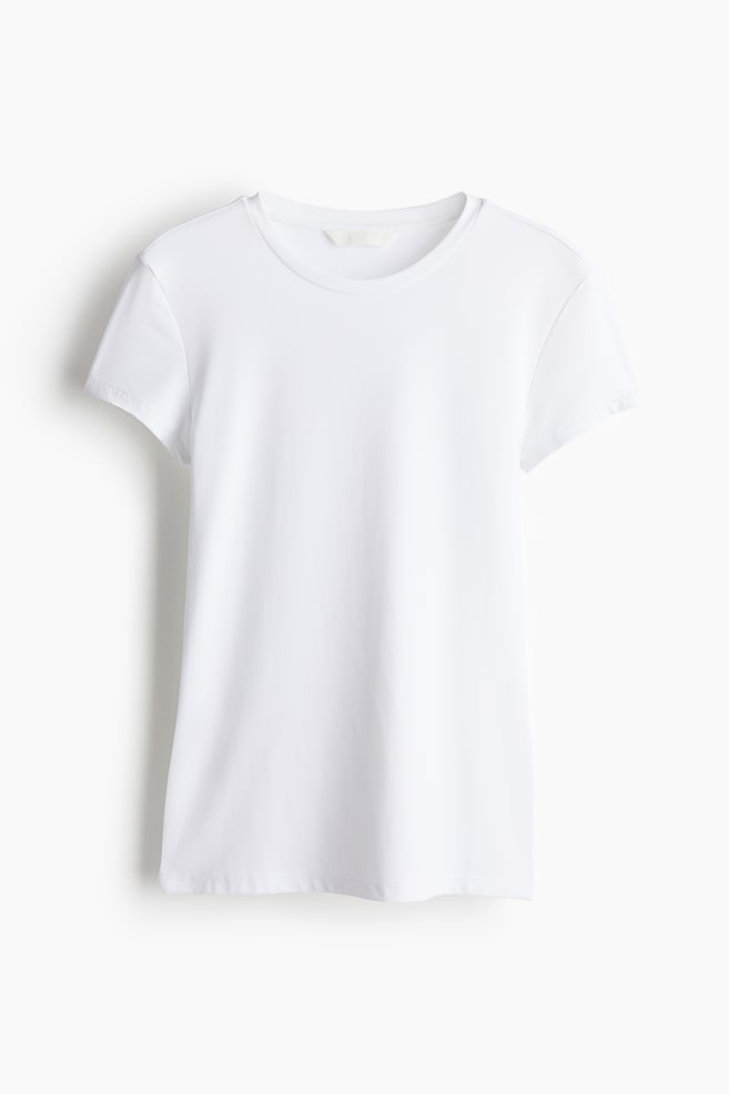 Fitted Microfiber T-shirt - White/Light gray/Light beige/Light beige/Black/Light dusty blue/Pale yellow/Dark brown/Dark brown/Dusty pink/Dark brown/Navy blue - 1