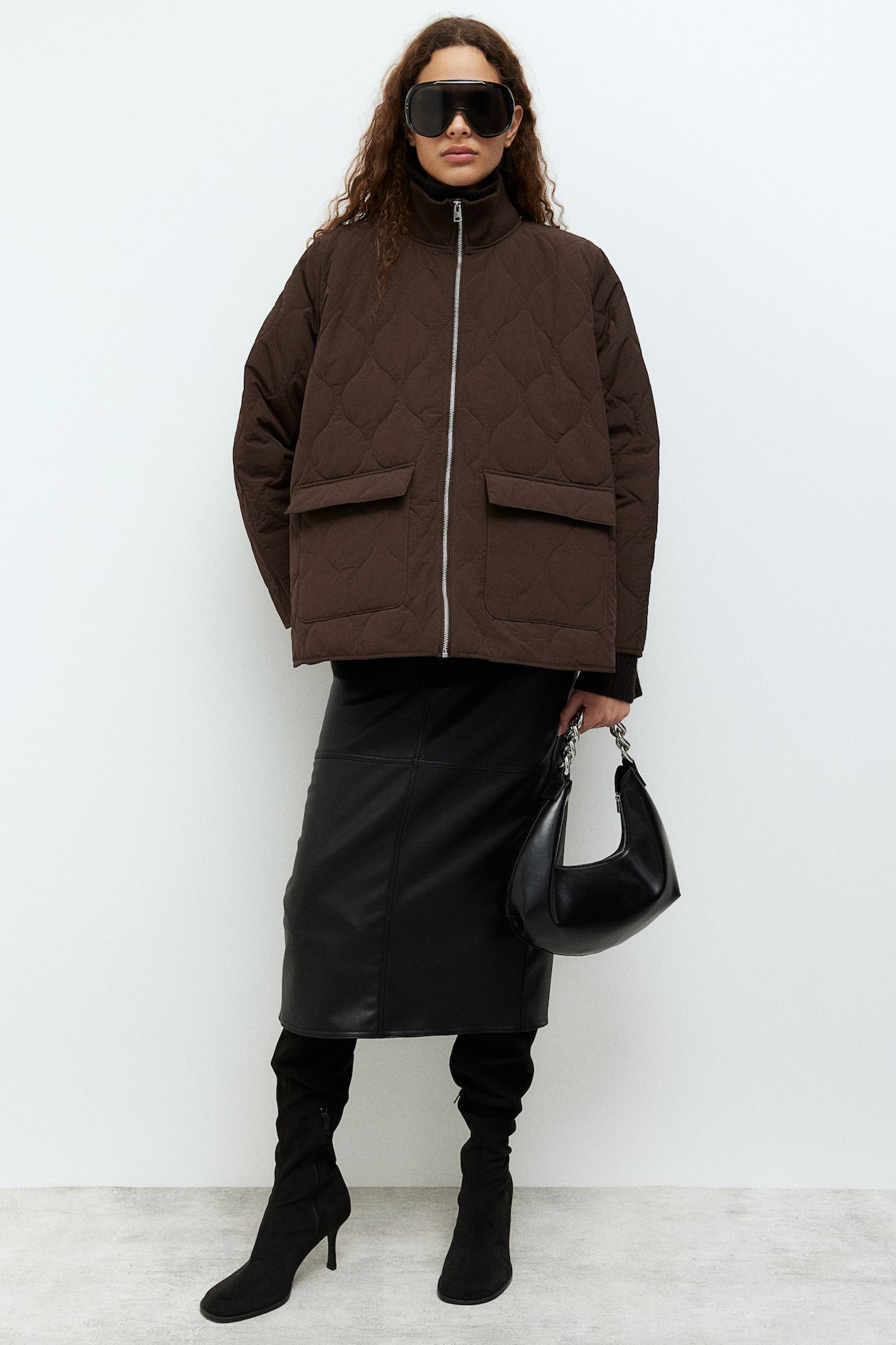 H&m Quilted And Padded Jackets Oversized Quilted Jacket Dark