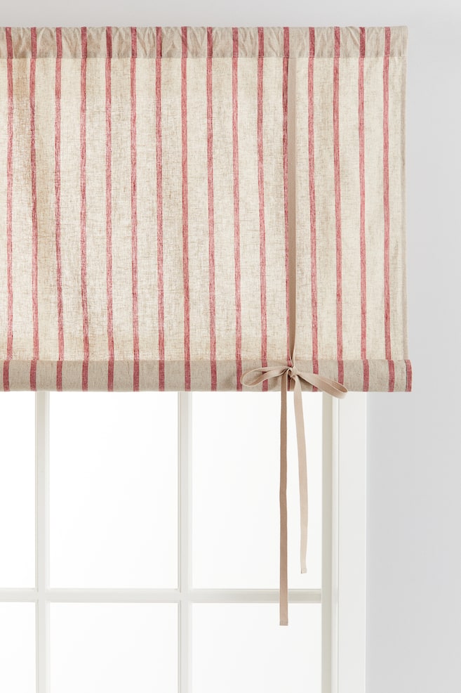 Linen-blend roll-up curtain - Natural white/Red/Cream/Striped - 1