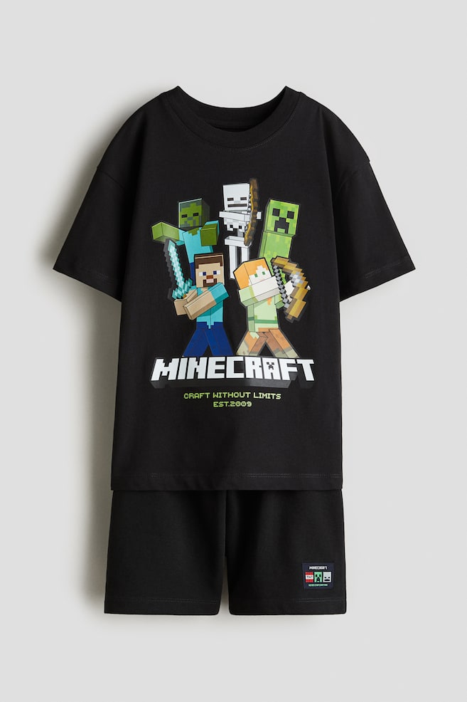 Conjunto de 2 piezas con motivo estampado - Negro/Minecraft/Beige/Cómics de Marvel/Rojo oscuro/Cómics de Marvel/Blanco/Minecraft/Crema/Super Mario/Crema/Cars/Gris/FIFA World Cup 2026™/Crema/Minions - 1