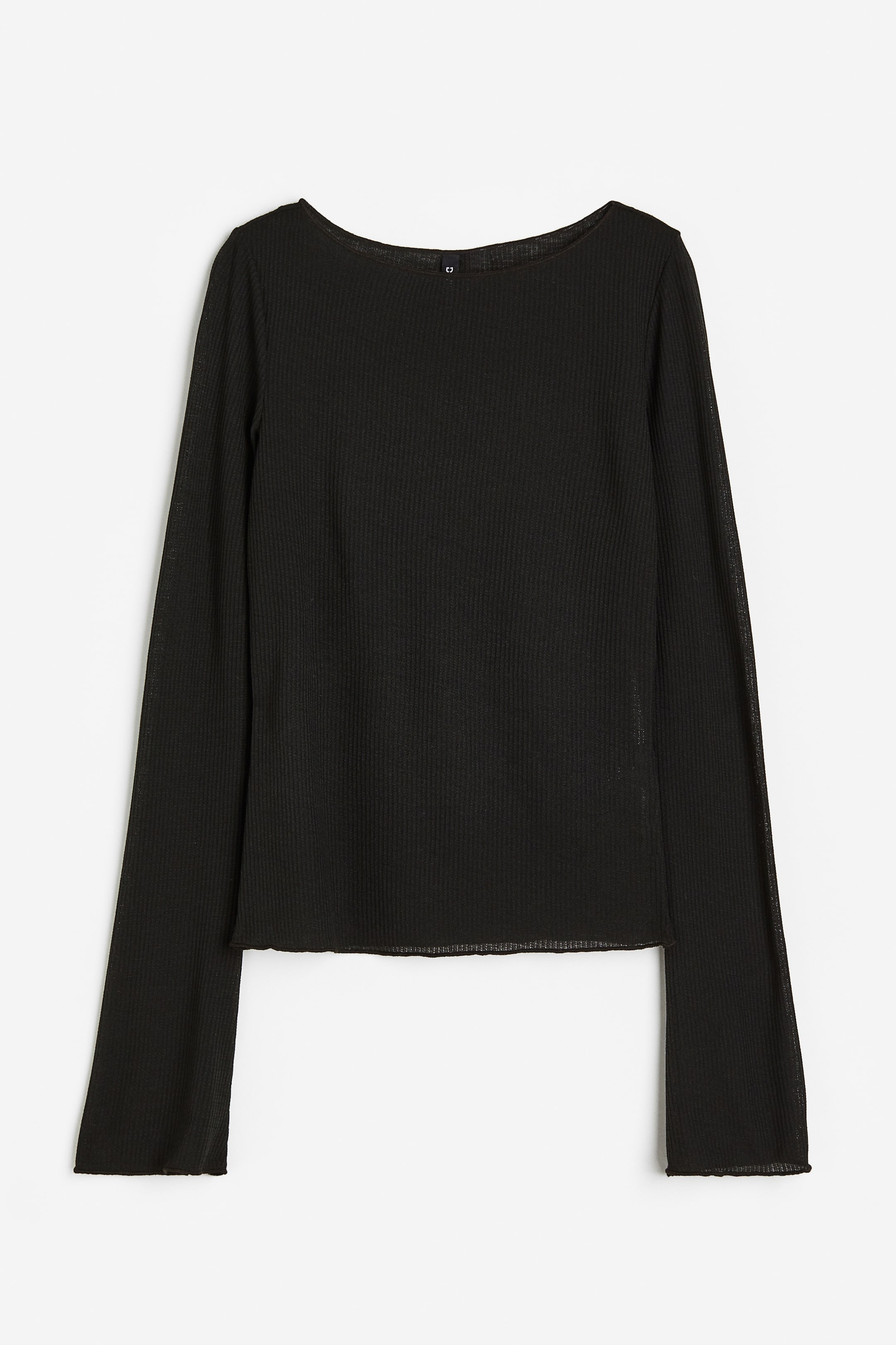 Xem ảnh lớn hơn: Áo gân nổi xuyên thấu - Màu đen - Ladies | H&M VN 1