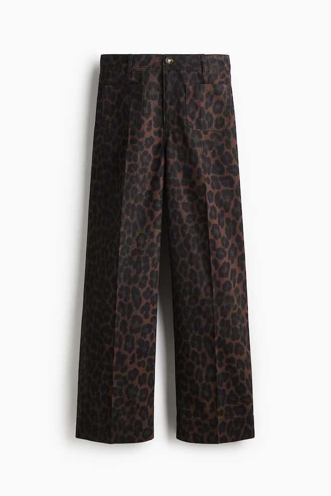 Wide High Jeans - Dark brown/Leopard print/Light denim blue - 1