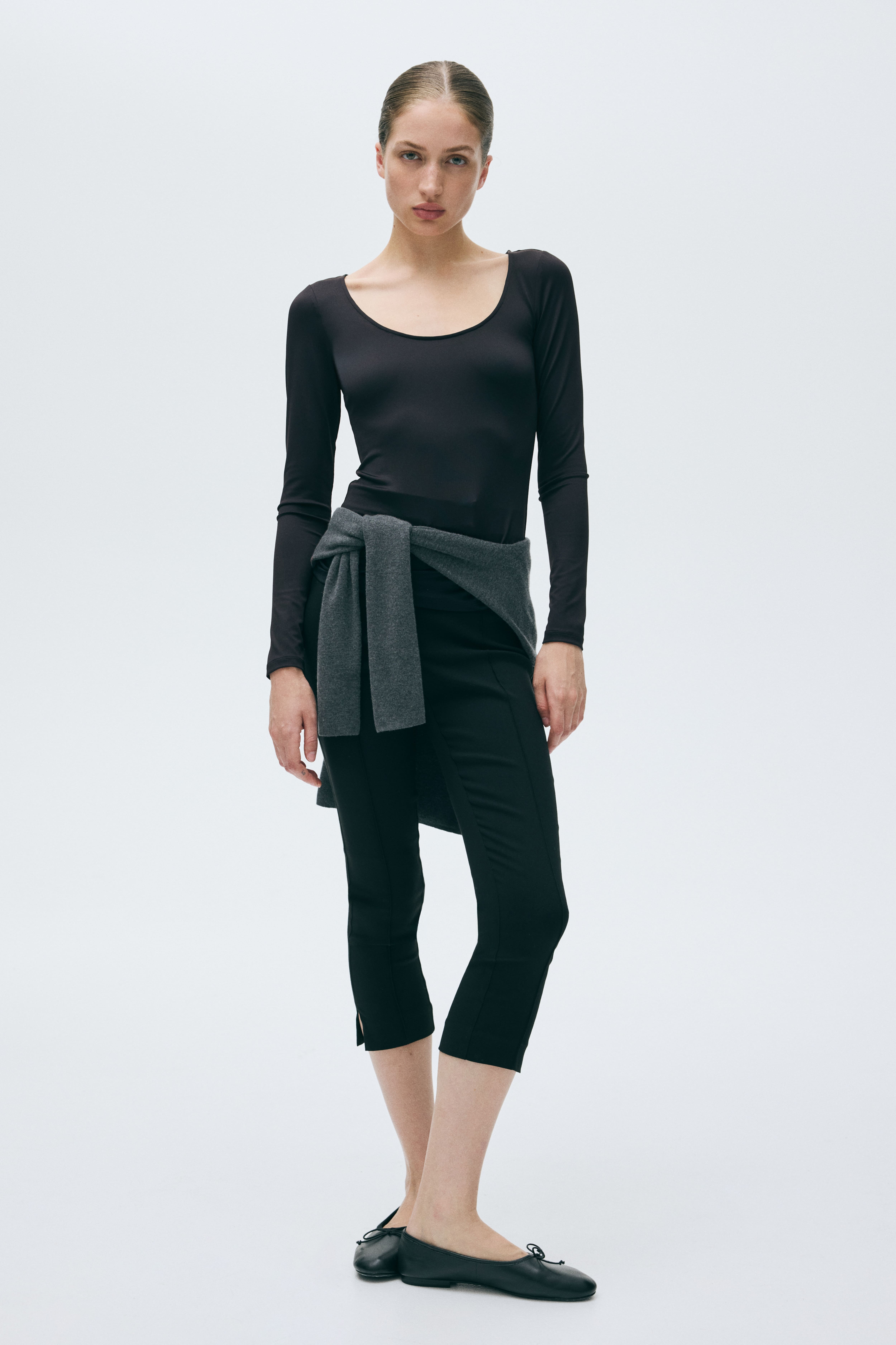 Long-Sleeved Scoop-Neck Top