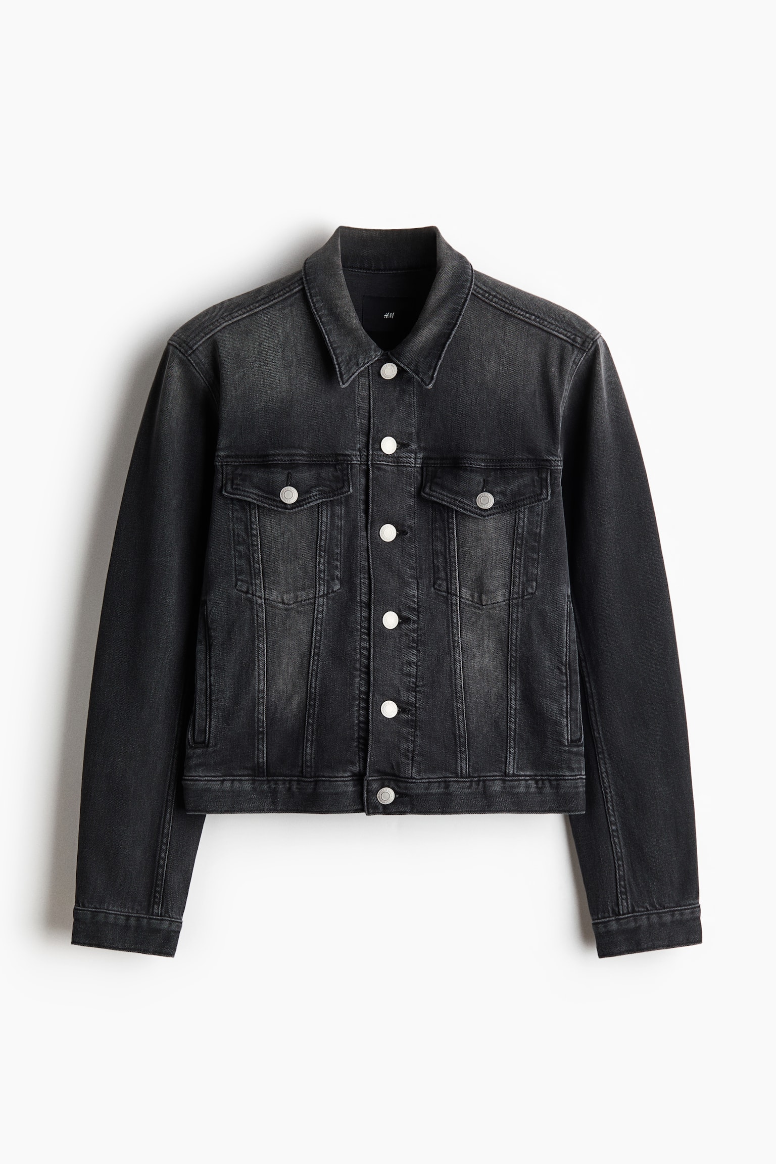Мужская куртка H&M Denim Trucker, цвет: Тёмный джинсовый серый — фото 1