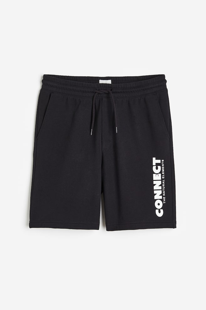 Shorts in felpa con stampa Relaxed Fit - Nero/Connect - 1