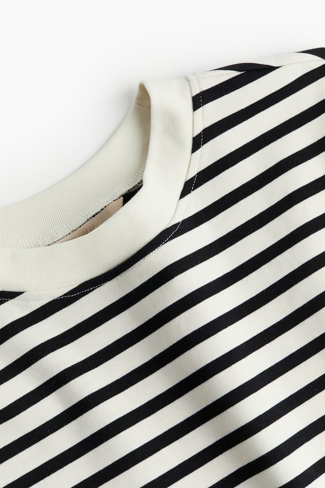 Oversized cotton T-shirt - White/Black striped/White - 5