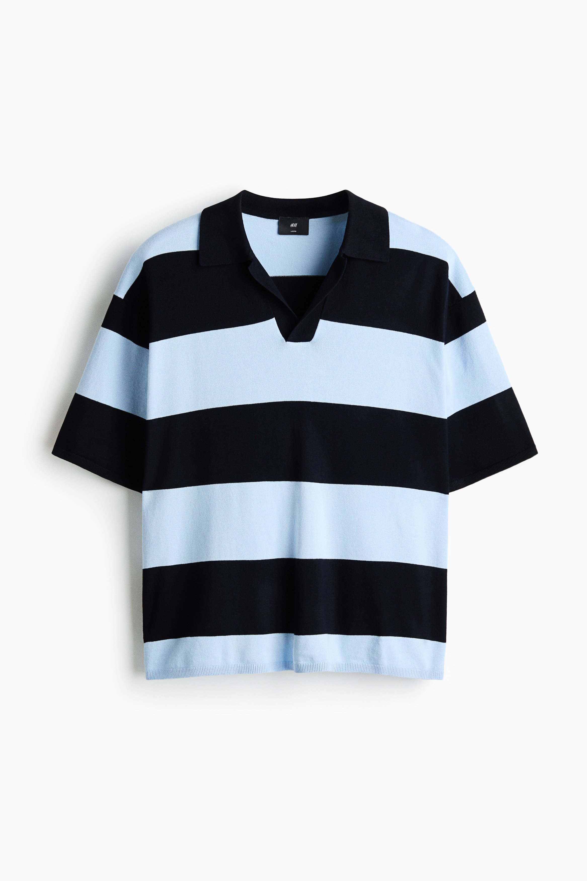 Poloshirt in Loose Fit - Marineblau/Gestreift/Braun/Gestreift
