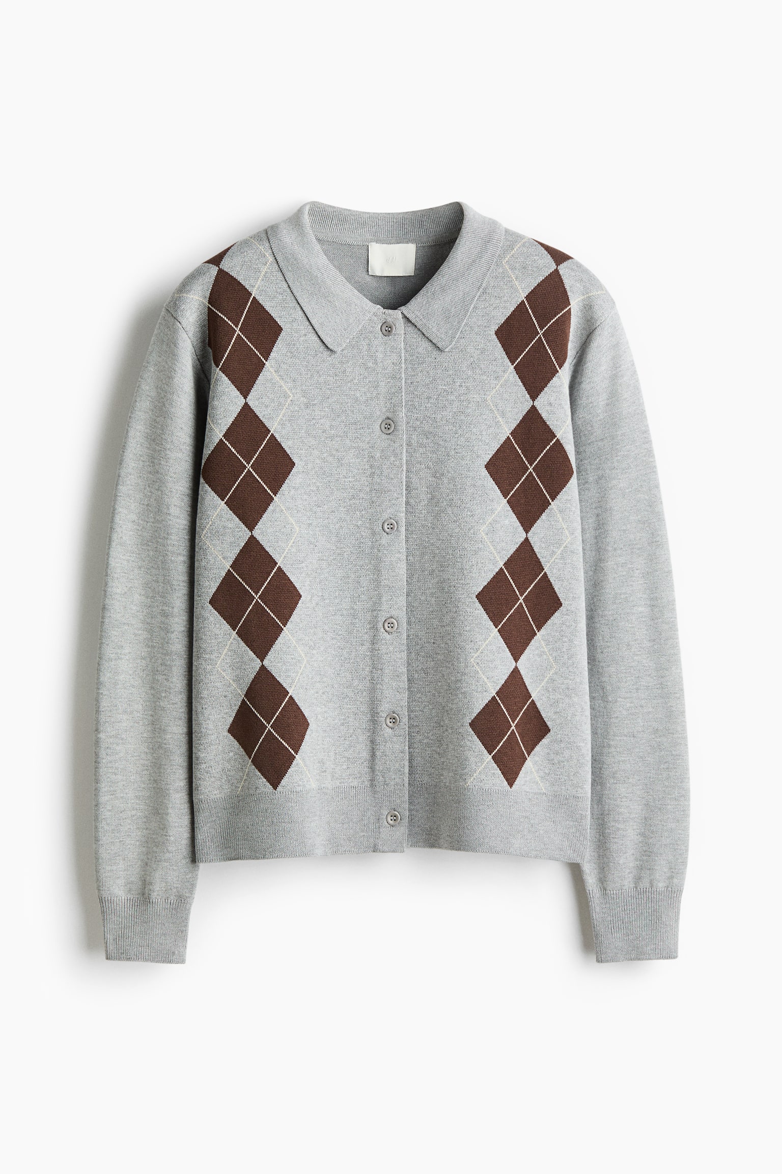 칼라 가디건 - 그레이 멜란지/아가일 패턴/핑크 멜란지/스트라이프 - 2