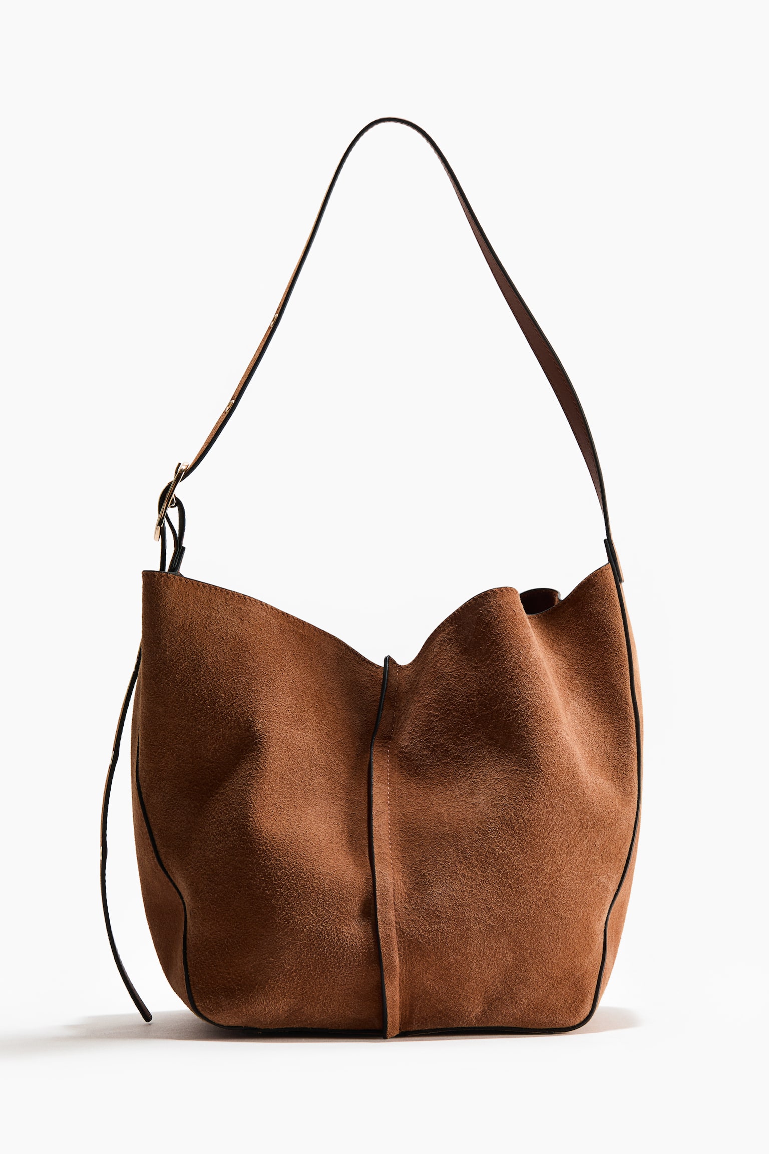 Suede shoulder bag - Marron