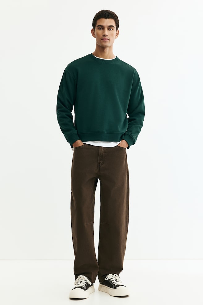 Loose-Fit Sweatshirt - Green/Black/Gray melange/Dark blue/Dark gray/Brown/Light blue/Dusty khaki green/Pink/Brown/Green/White/Plum/Dusty blue - 2