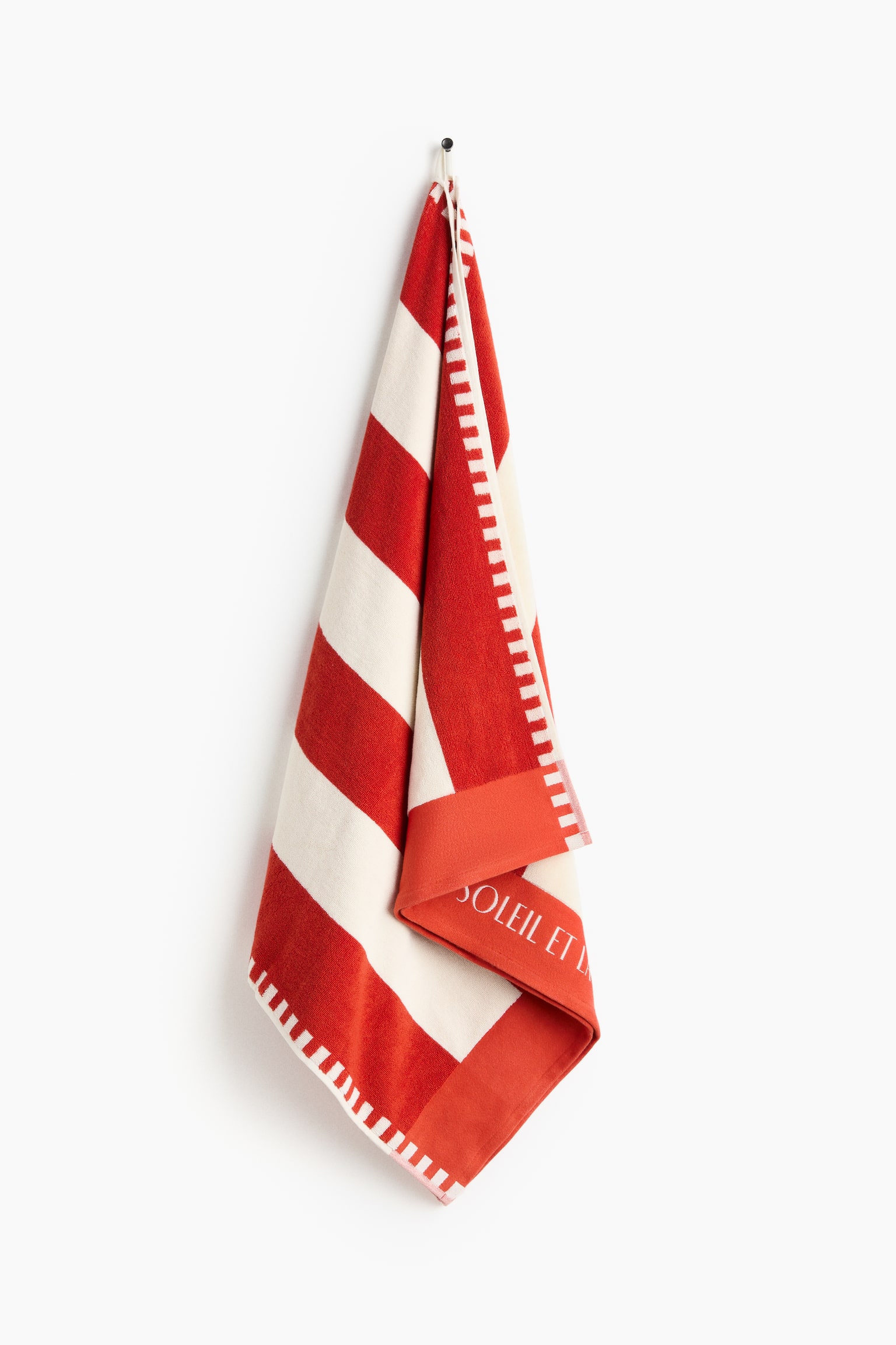Striped cotton beach towel - Orange/Striped/Yellow/Striped/Bright blue/Striped/Light beige/Striped - 1