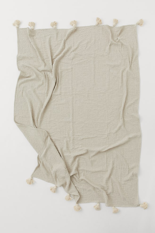 Tasselled bedspread - Light beige/Patterned - 3