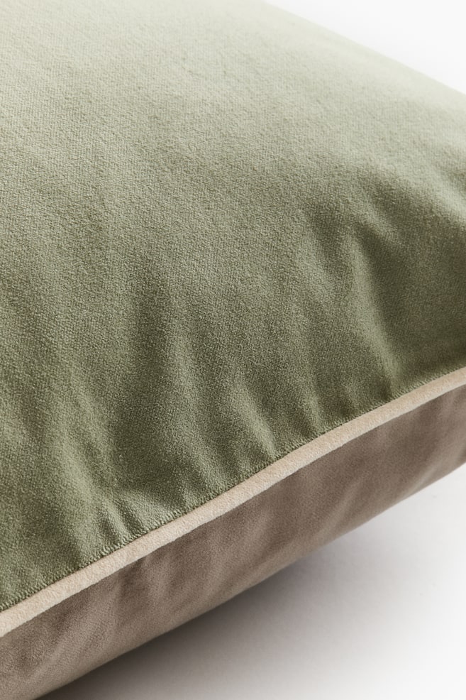 Fluwelen kussenhoes met biesje - Lichtgroen/taupe/Oudroze/dusty lichtroze - 3