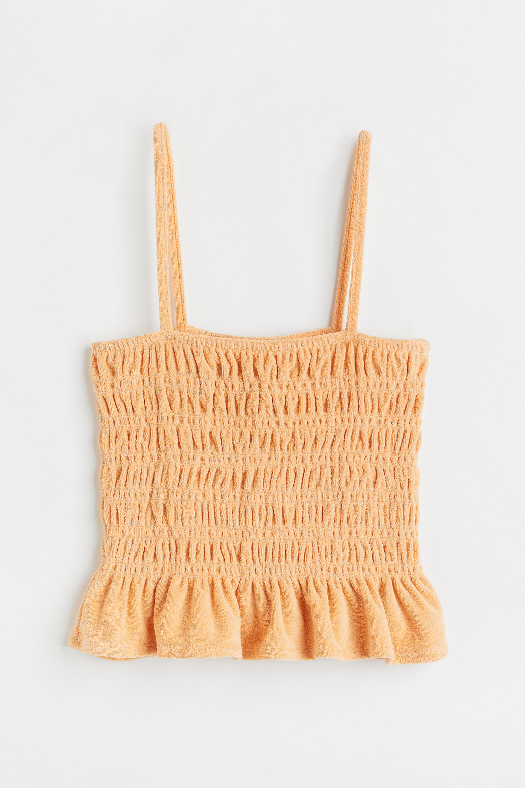 Smocked Terry Camisole Top - Light orange - Ladies | H&M US