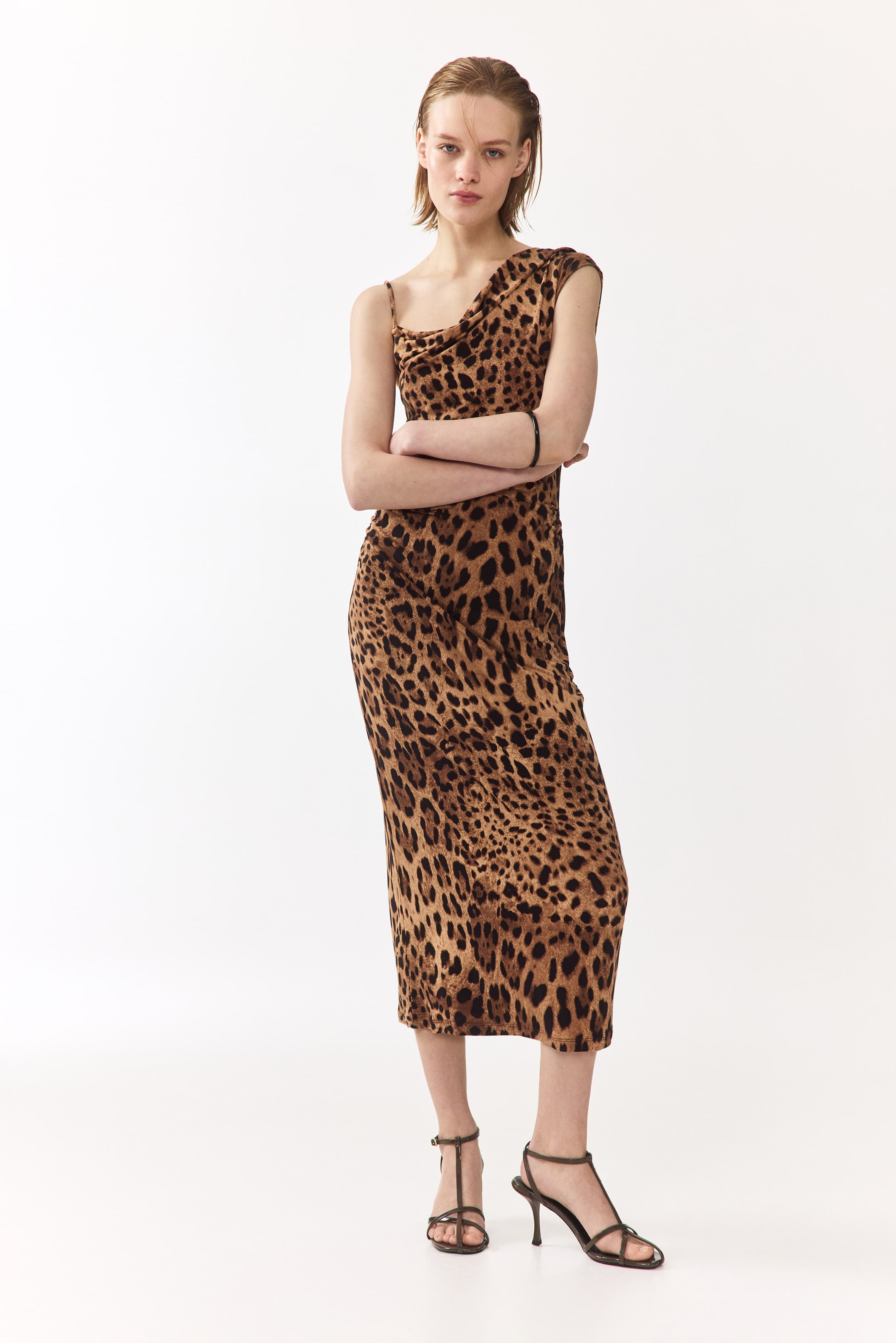 View larger image: Asymmetric Jersey Dress - Dark beige/leopard print - Ladies | H&M CA 1