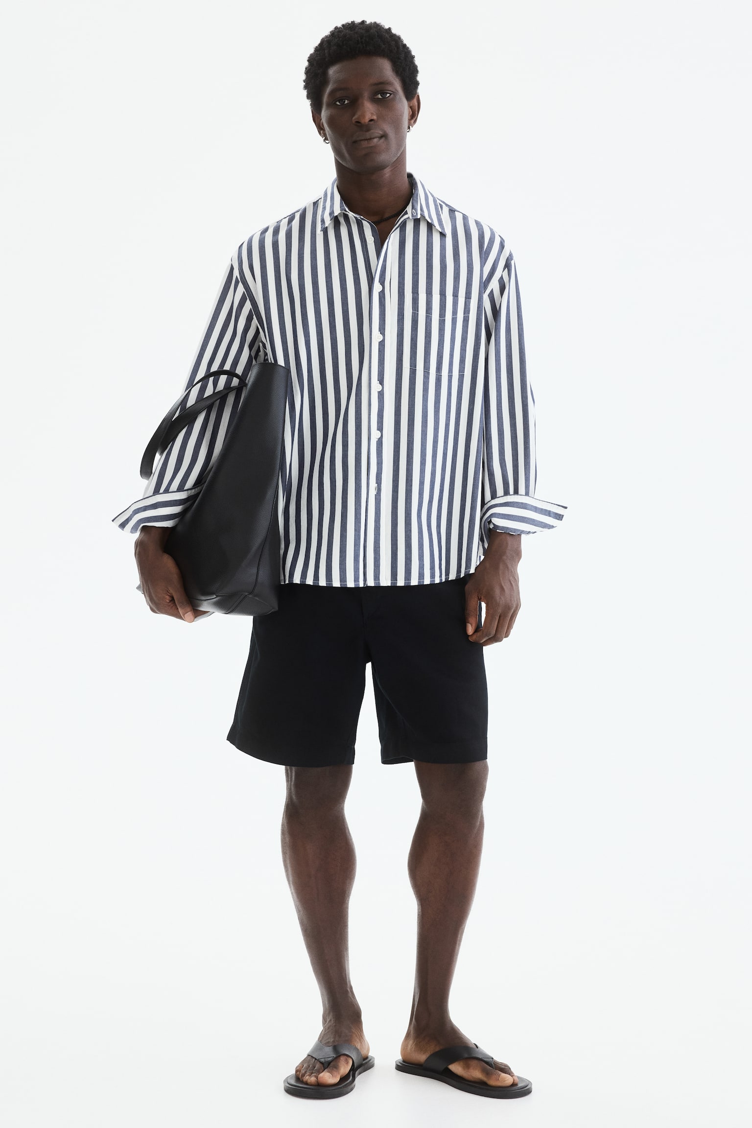 Шорти Relaxed Fit на основі льону - Чорний/Коричневий/Темно-коричневий/Білий - 1