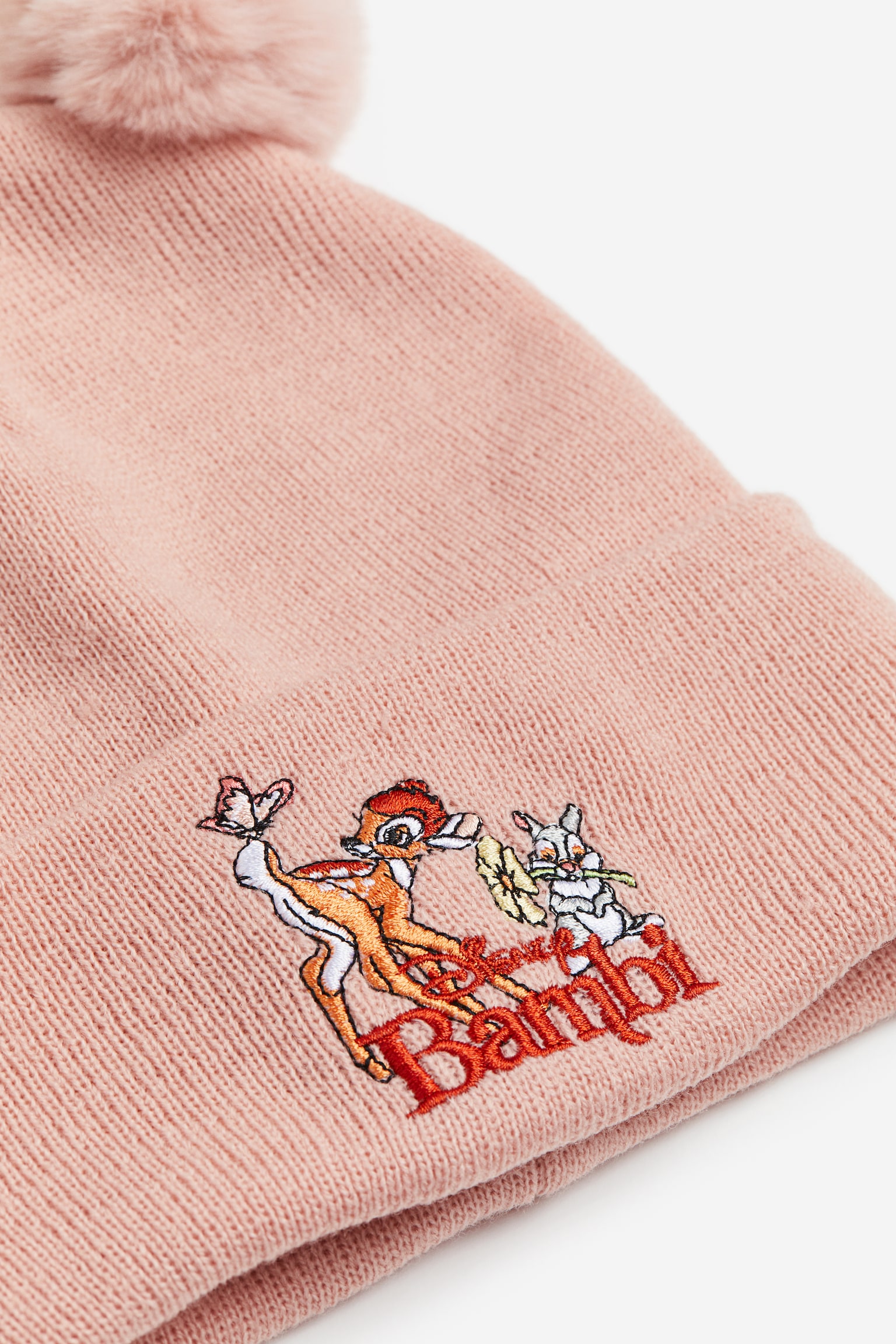 Appliquéd pompom beanie - Dusty pink/Bambi - 2